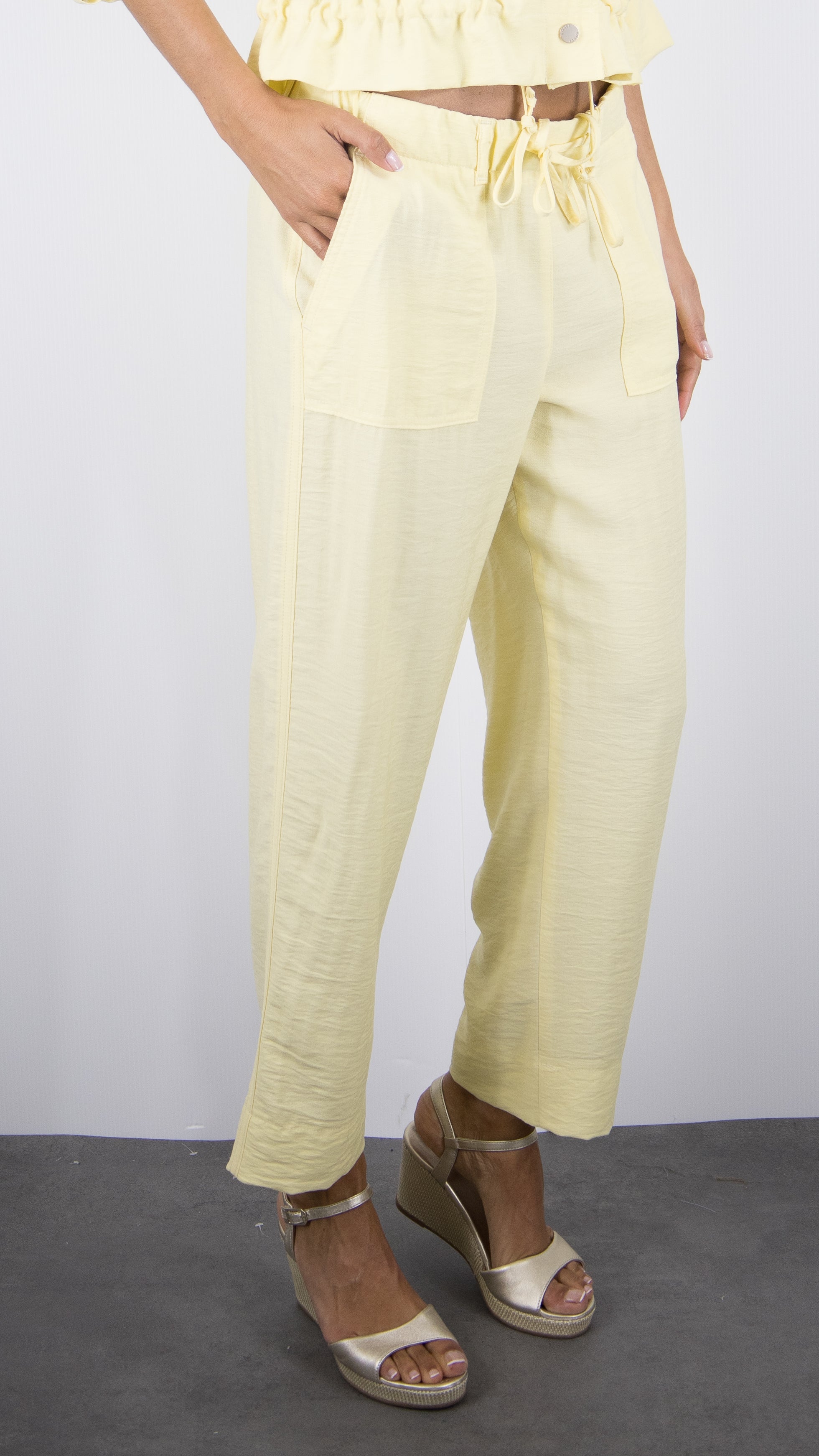 PANTALON FLUIDE TAILLE ELASTIQUEE POUR FEMME VANILLE BIANCA PARIGI 70031