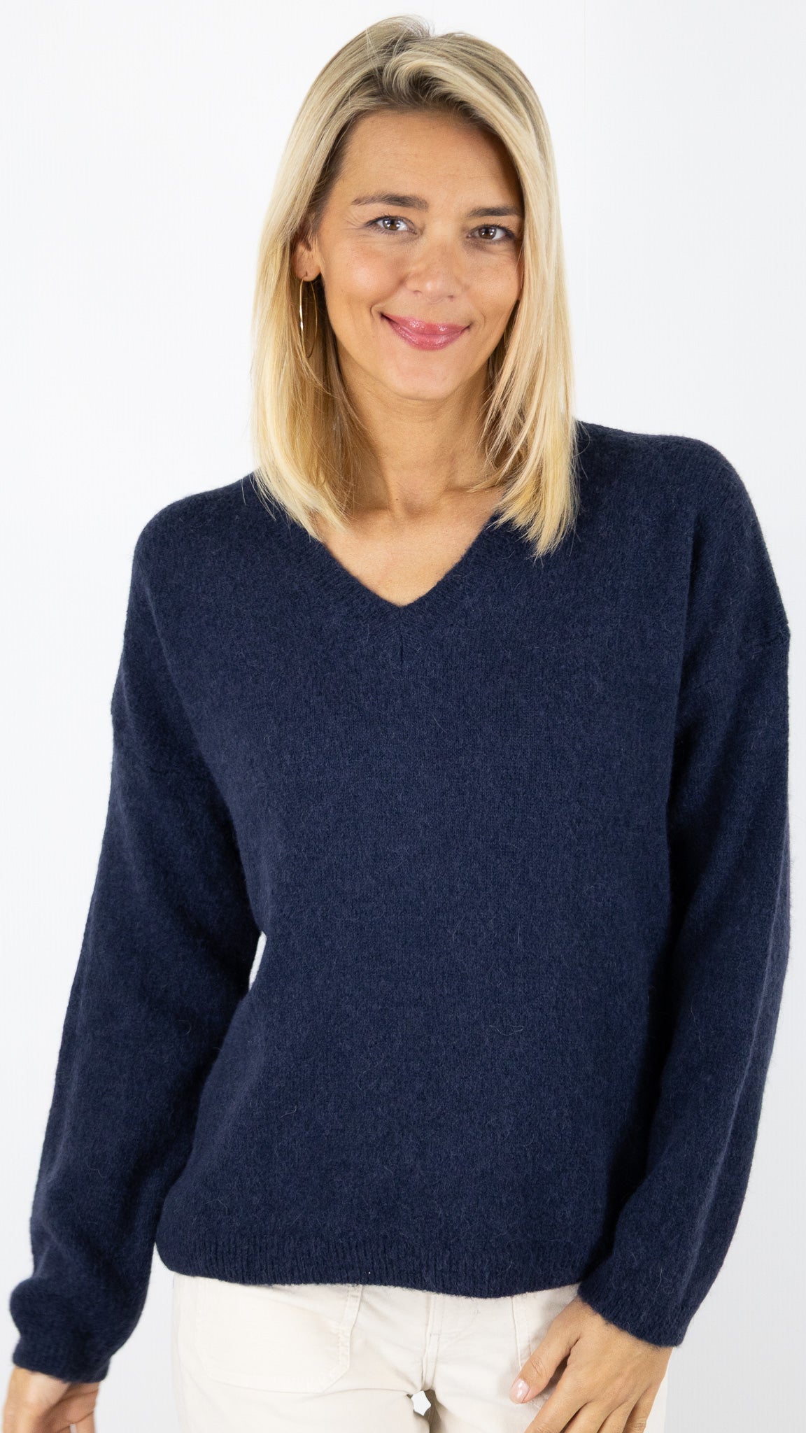PULL COL V FEMME 7236V MAELYS#color_MARINE