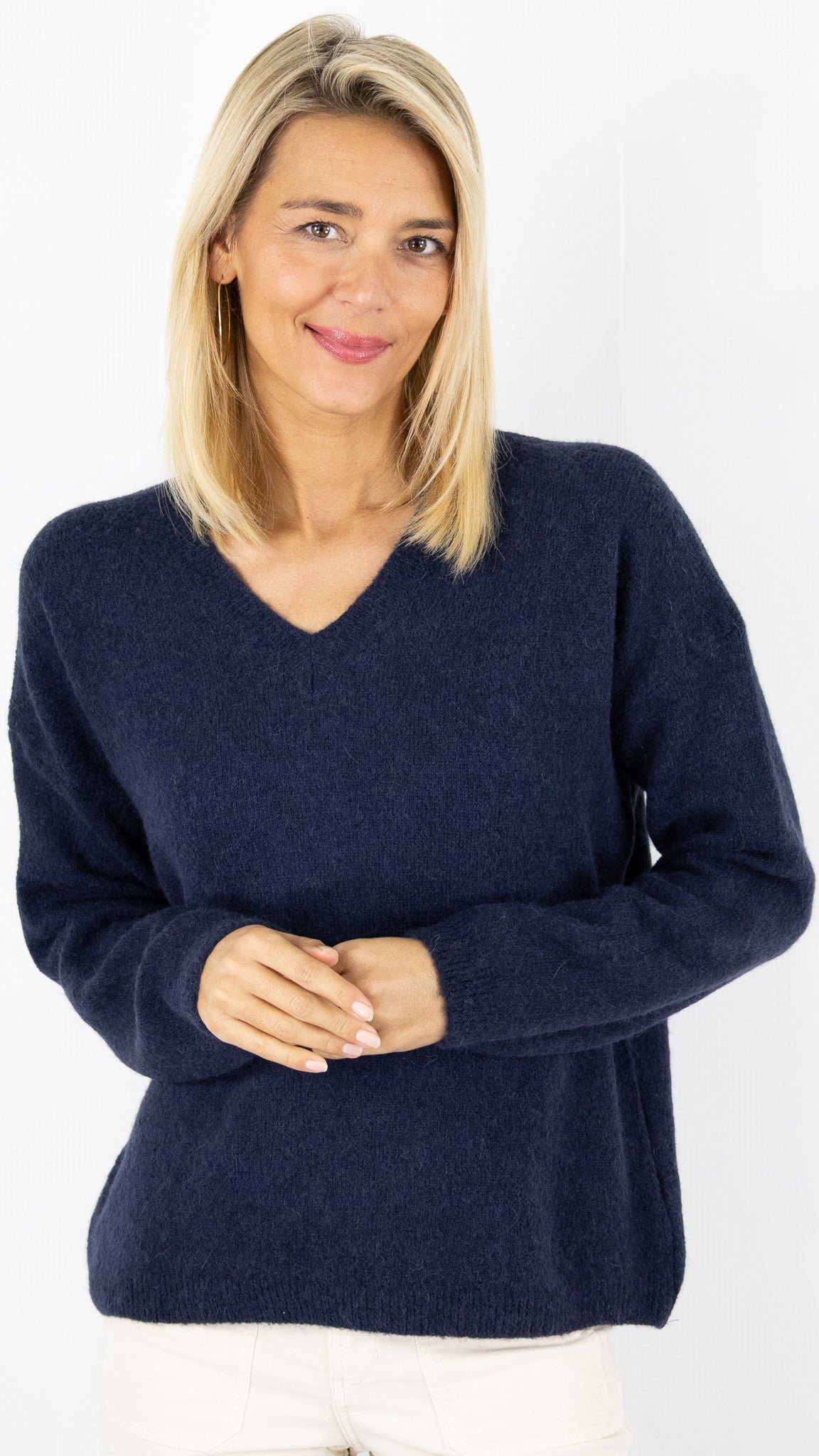 PULL COL V FEMME 7236V MAELYS#color_MARINE