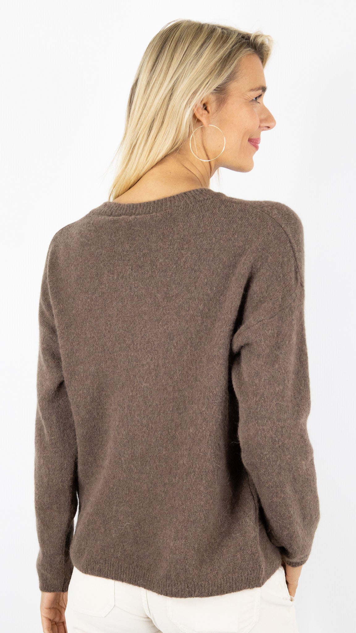 PULL COL V FEMME 7236V MAELYS#color_MARRON