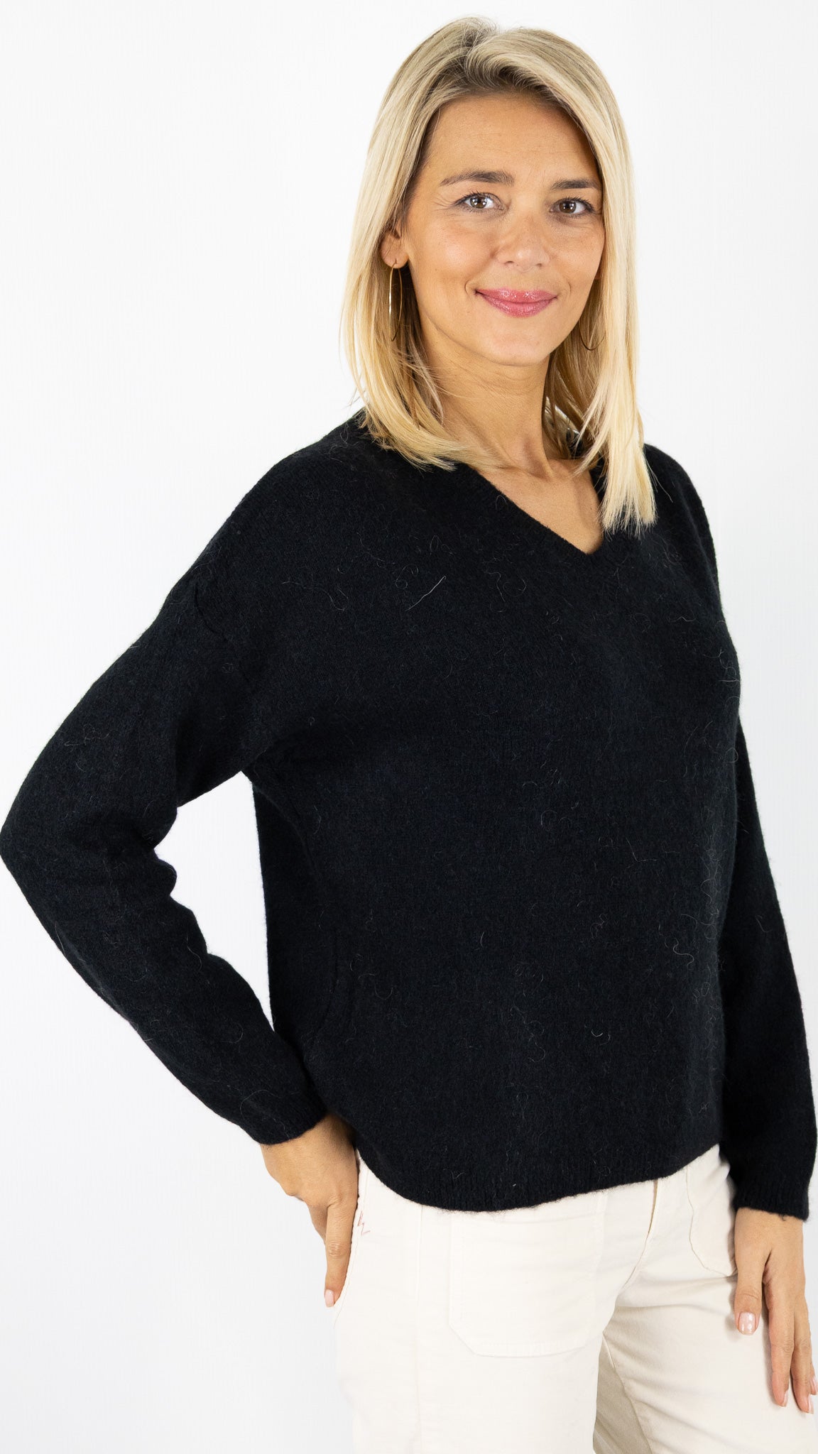 PULL COL V FEMME 7236V MAELYS#color_NOIR