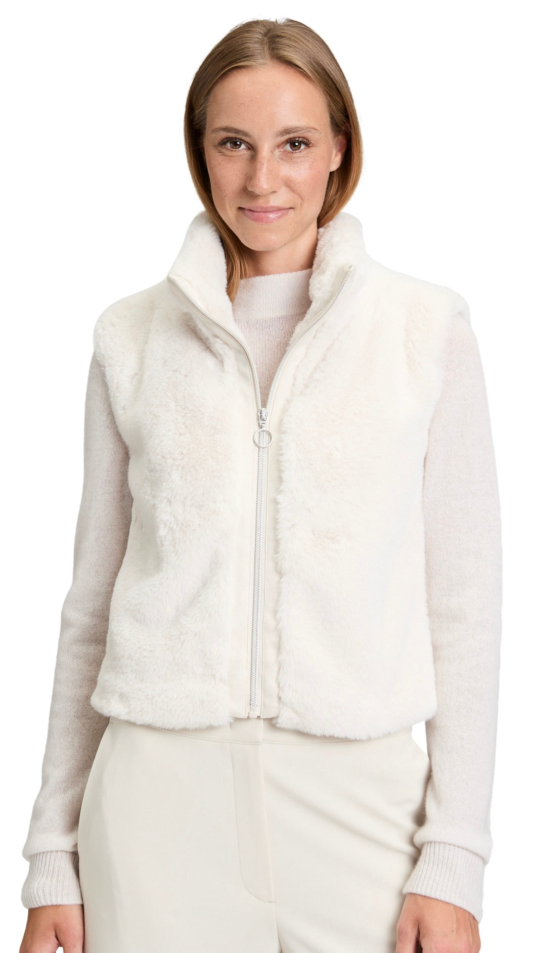 GILET SANS MANCHES FAUSSE FOURRURE ECRU BETTY BARCLAY 7241/2901