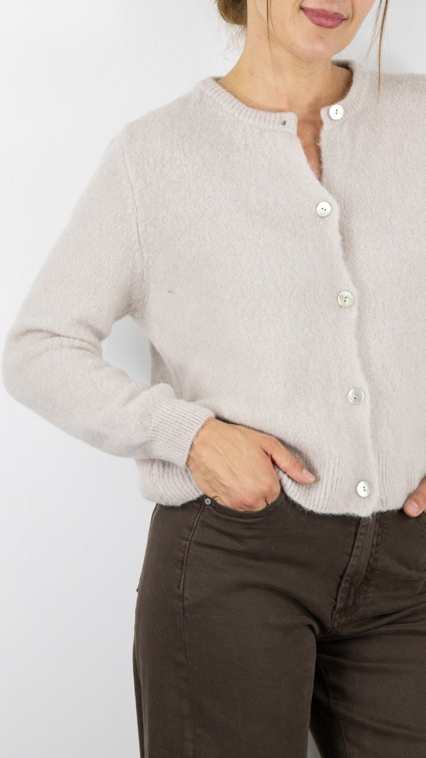 CARDIGAN EN MOHAIR POUR FEMME NAIS 7517#COLOR_BEIGE