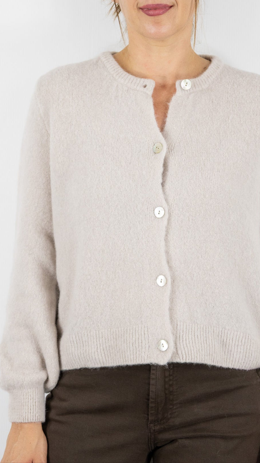 CARDIGAN EN MOHAIR POUR FEMME NAIS 7517#COLOR_BEIGE