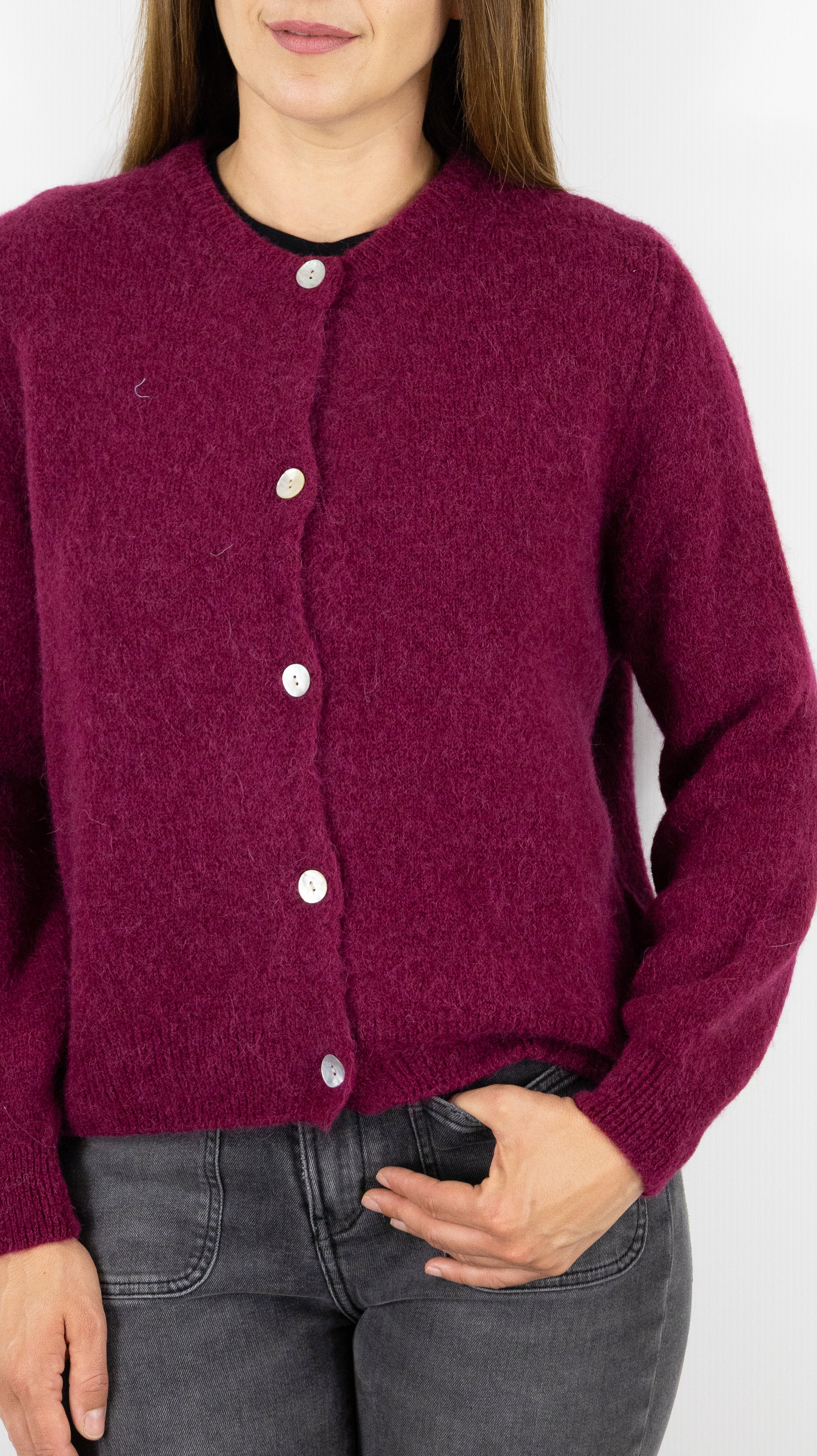 CARDIGAN EN MOHAIR POUR FEMME NAIS 7517#COLOR_BORDEAUX