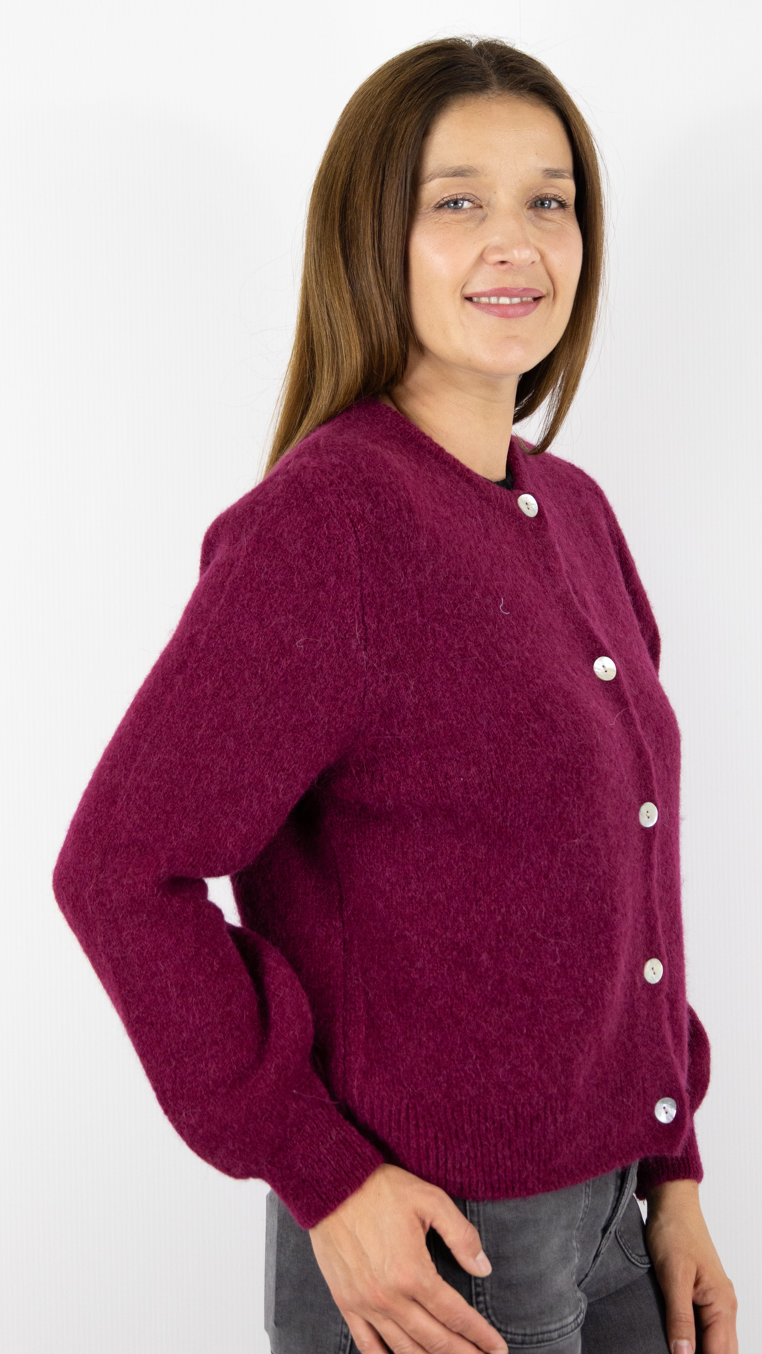 CARDIGAN EN MOHAIR POUR FEMME NAIS 7517#COLOR_BORDEAUX
