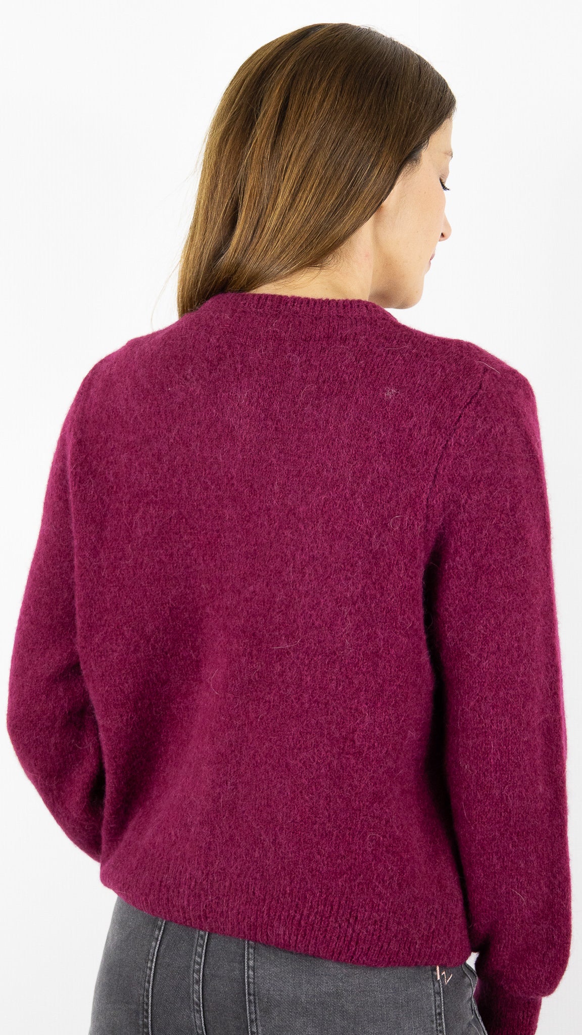CARDIGAN EN MOHAIR POUR FEMME NAIS 7517#COLOR_BORDEAUX