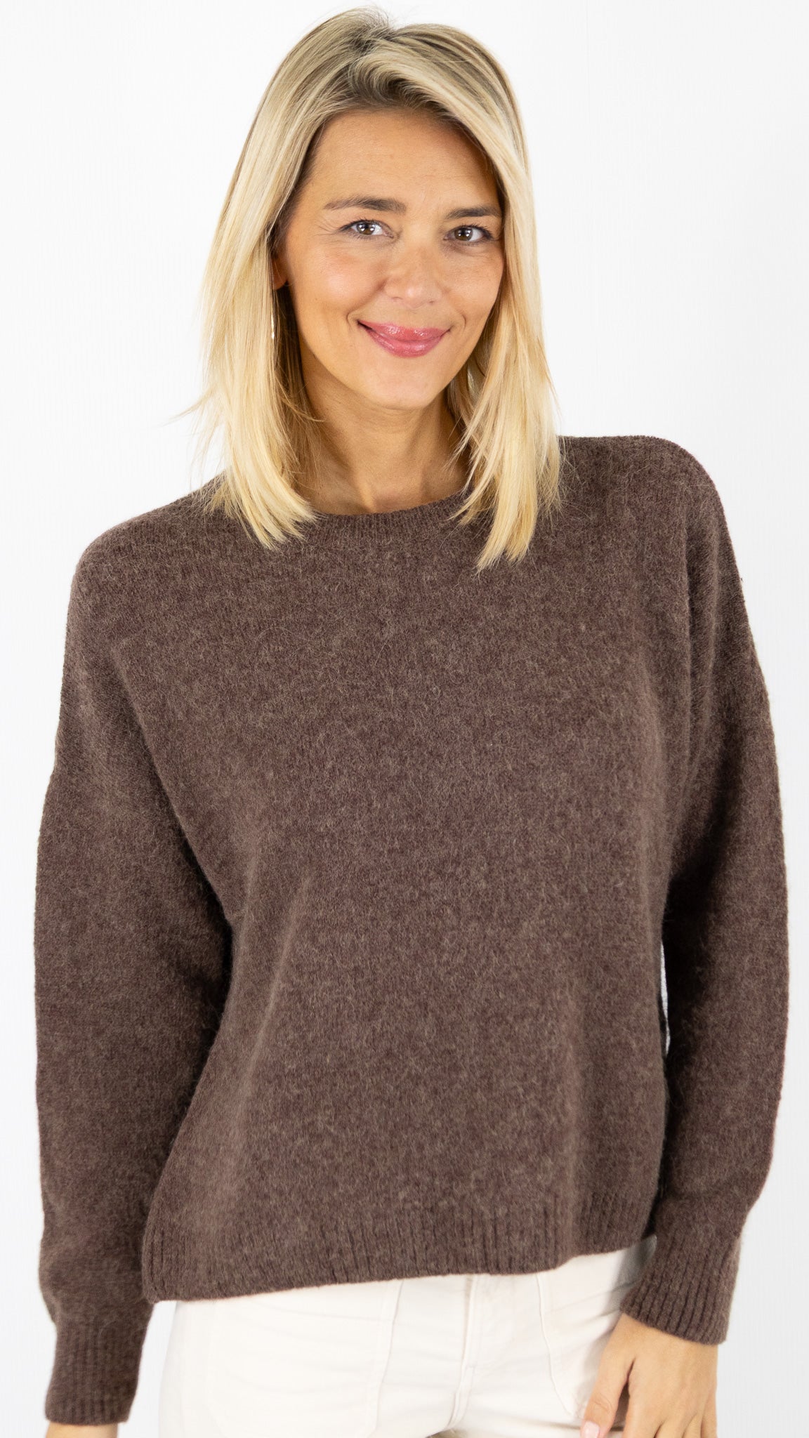 PULL RAS DU COU FEMME 7711 NAIS#color_CHOCO