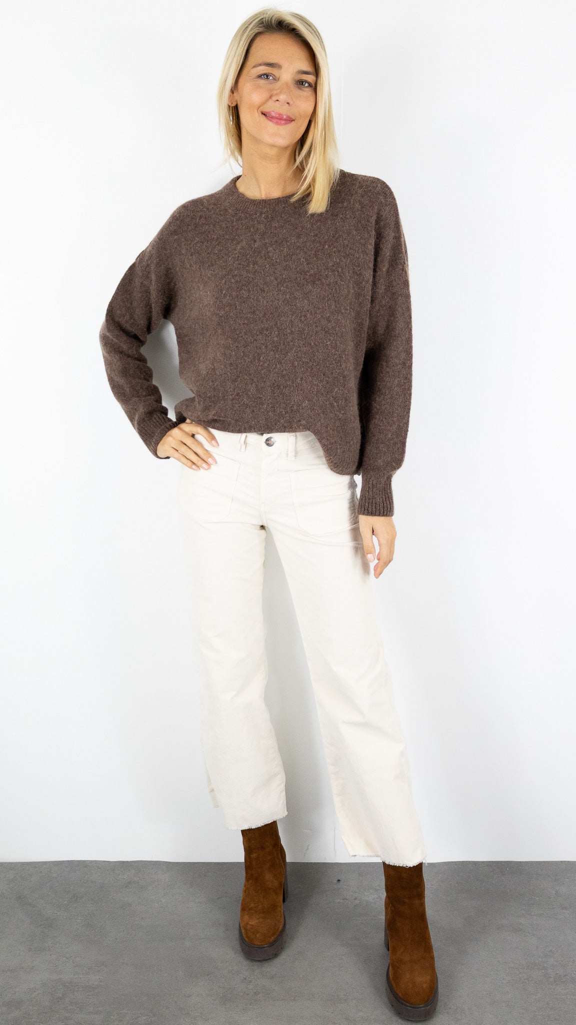 PULL RAS DU COU FEMME 7711 NAIS#color_CHOCO