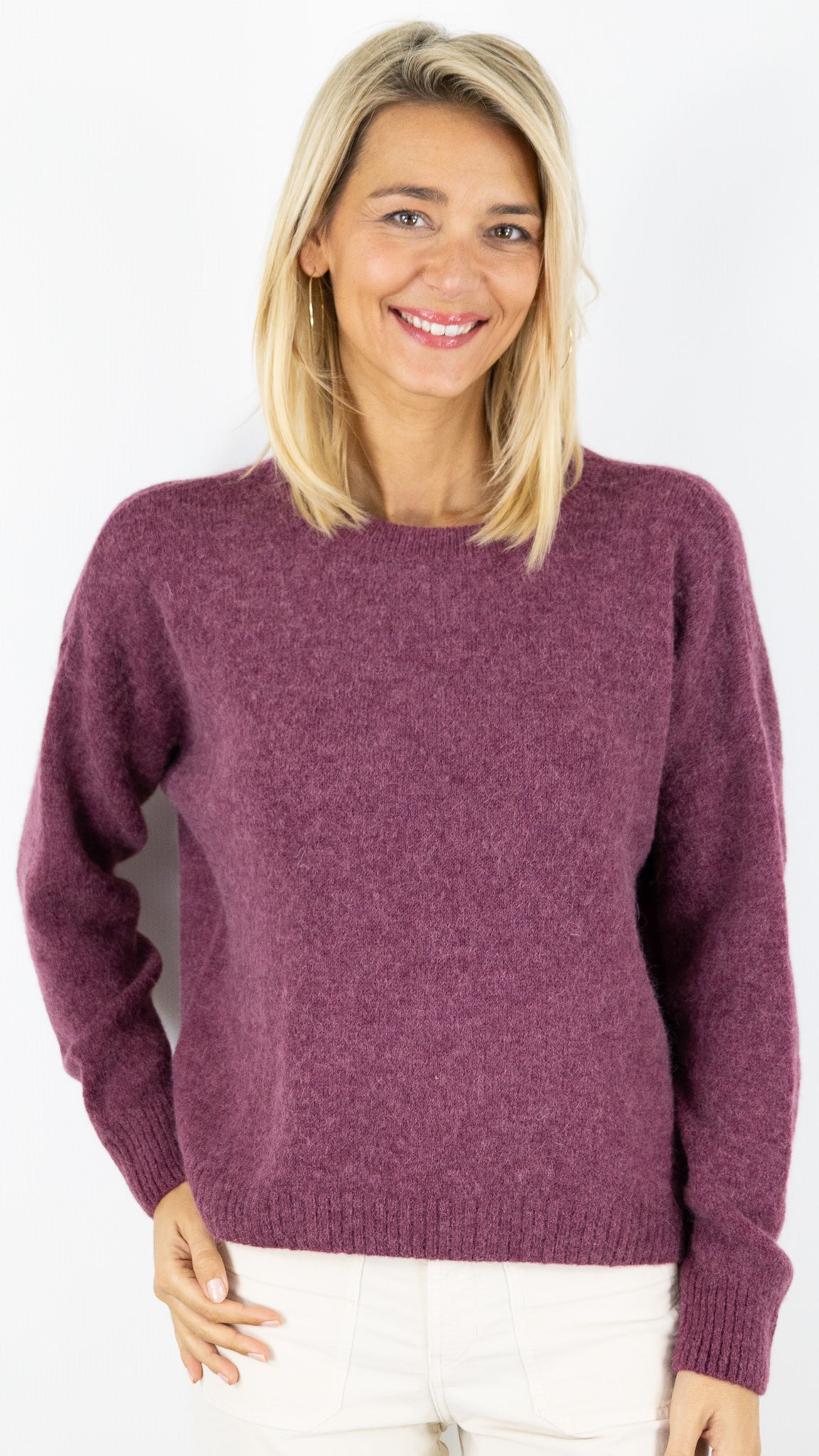 PULL RAS DU COU FEMME 7711 NAIS#color_PRUNE