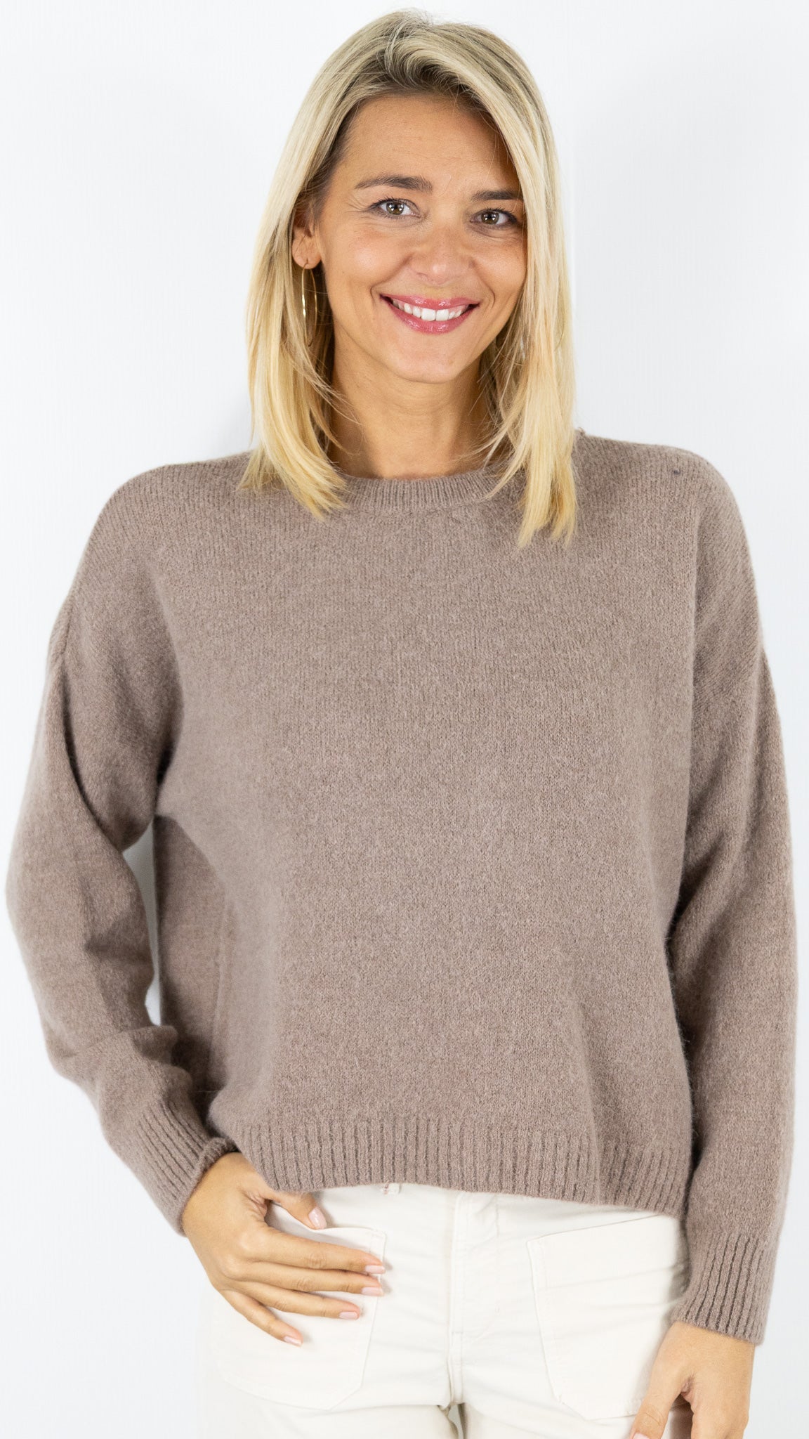 PULL RAS DU COU FEMME 7711 NAIS#color_TAUPE