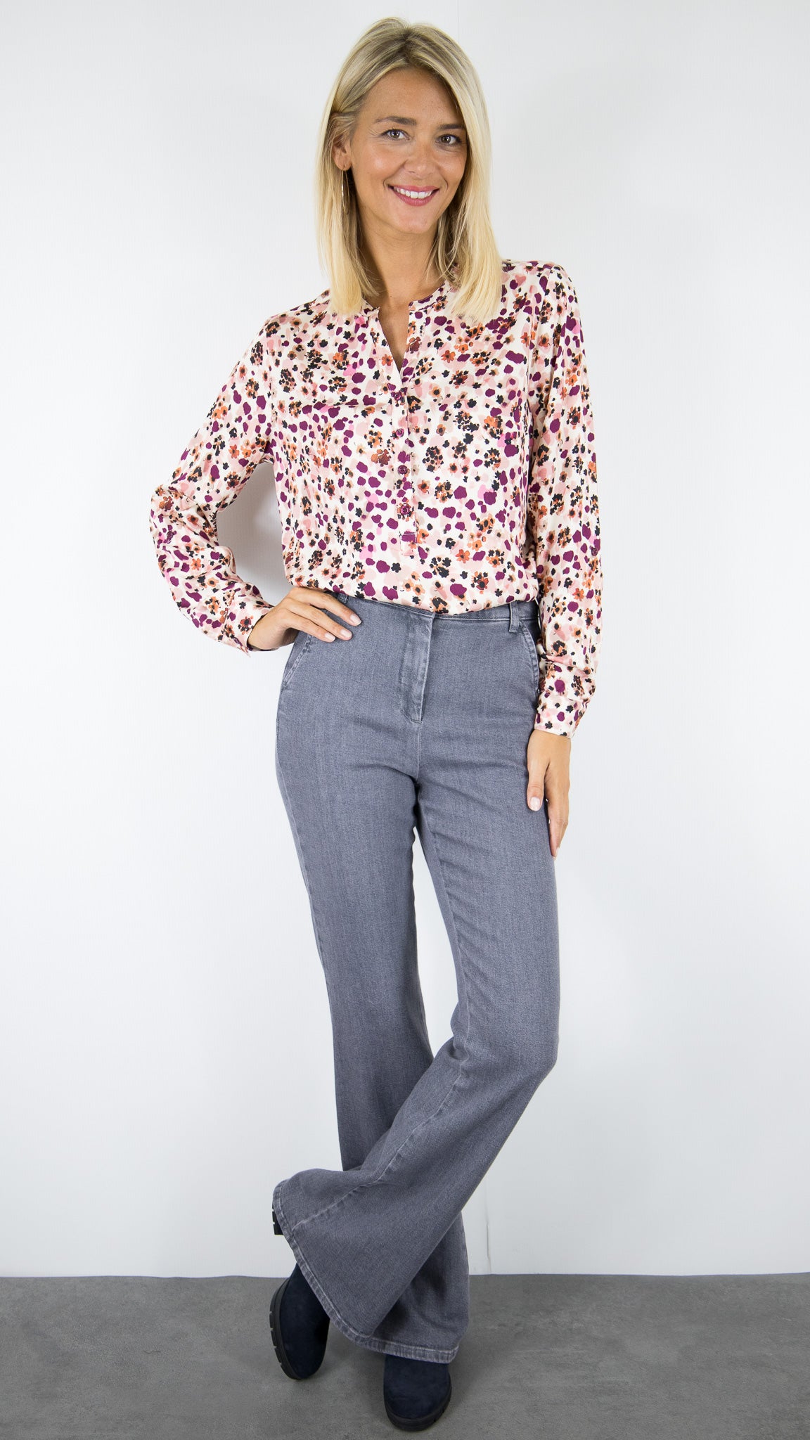 BLOUSE FLUIDE IMPRIME FLEURI POUR FEMME TONI 78-75 1454-14 BELLA#COLOR_048/VIN