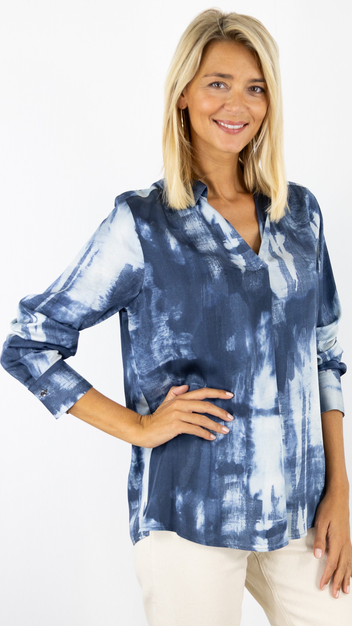 CHEMISE IMPRIME TACHES INDIGO TONI CELIA 78-76 1480-4
