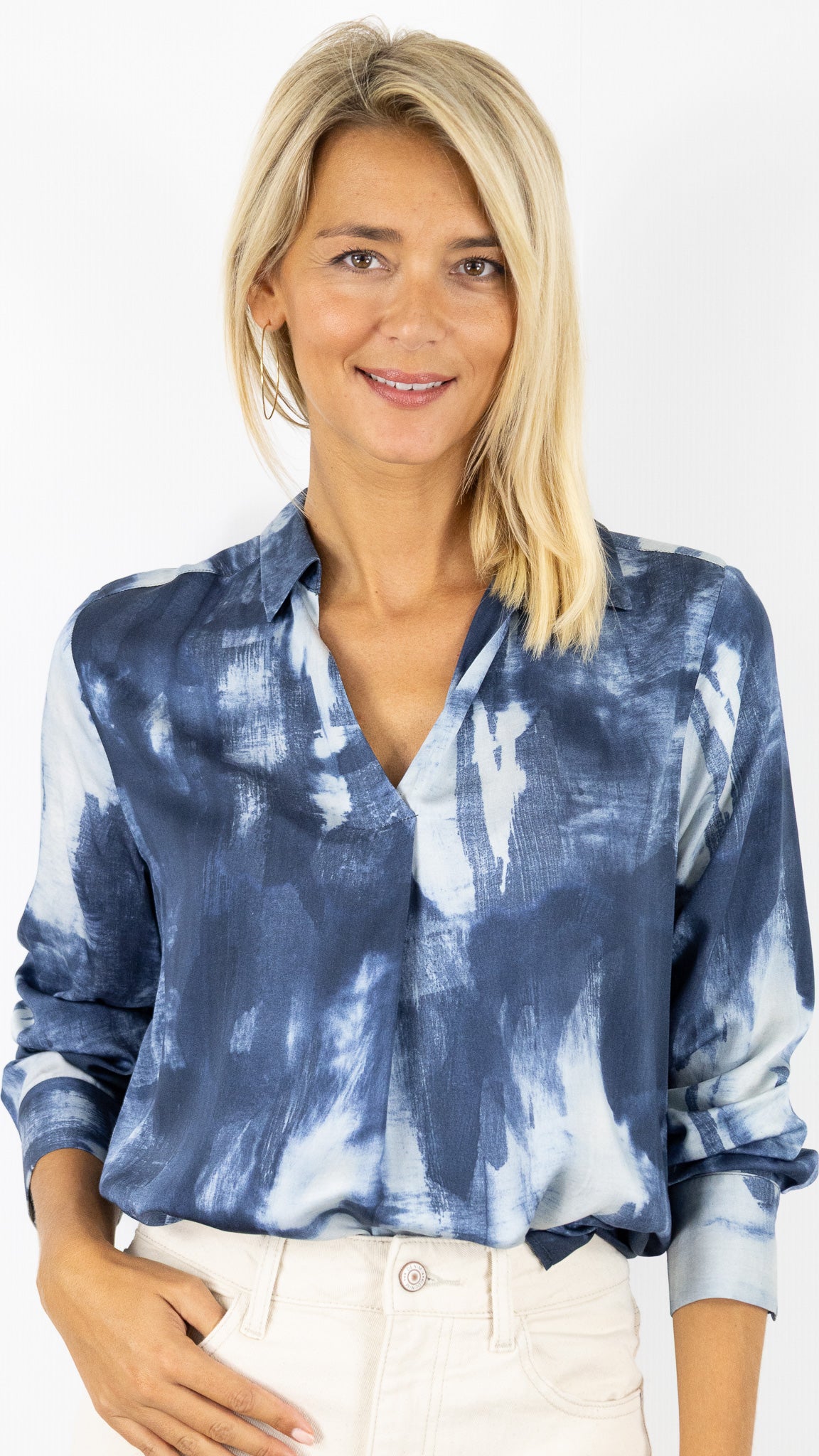CHEMISE IMPRIME TACHES INDIGO TONI CELIA 78-76 1480-4
