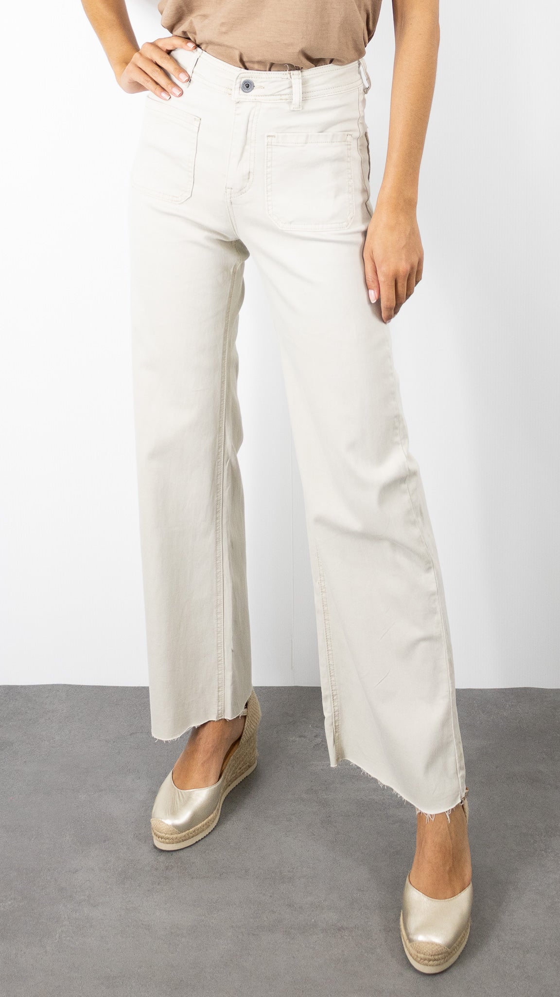 JEANS DROIT STYLE GABARDINE STUDIO PARISIEN 8051#COLOR_BEIGE