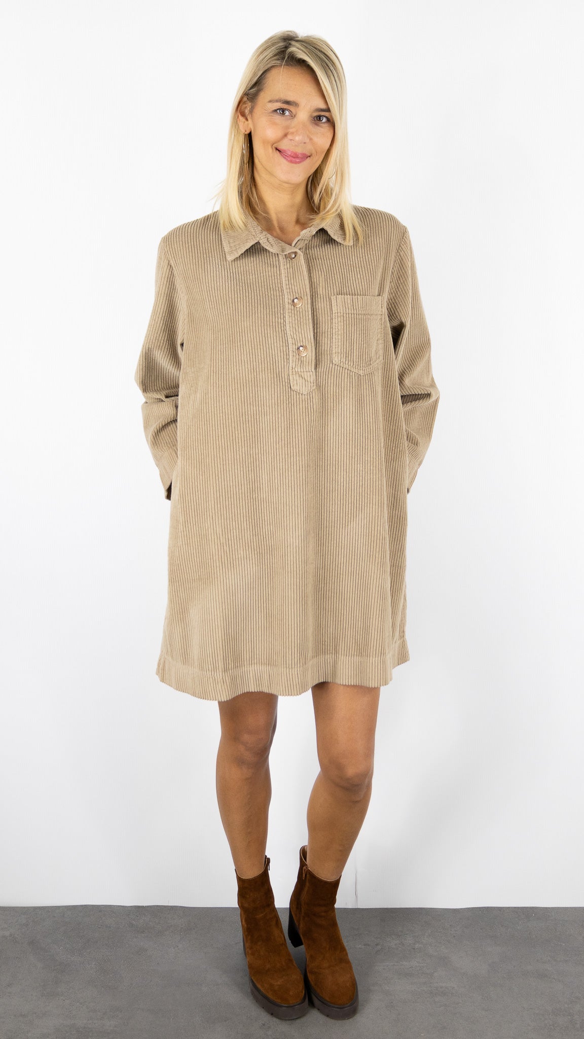 ROBE EN VELOURS FEMME 80692 LUKAP#color_CAMEL