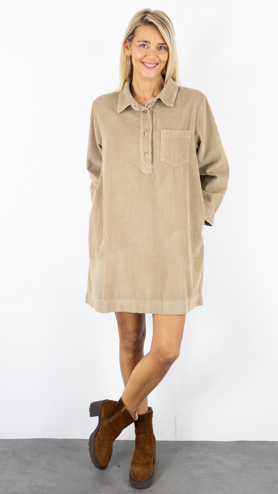 ROBE EN VELOURS FEMME 80692 LUKAP#color_CAMEL