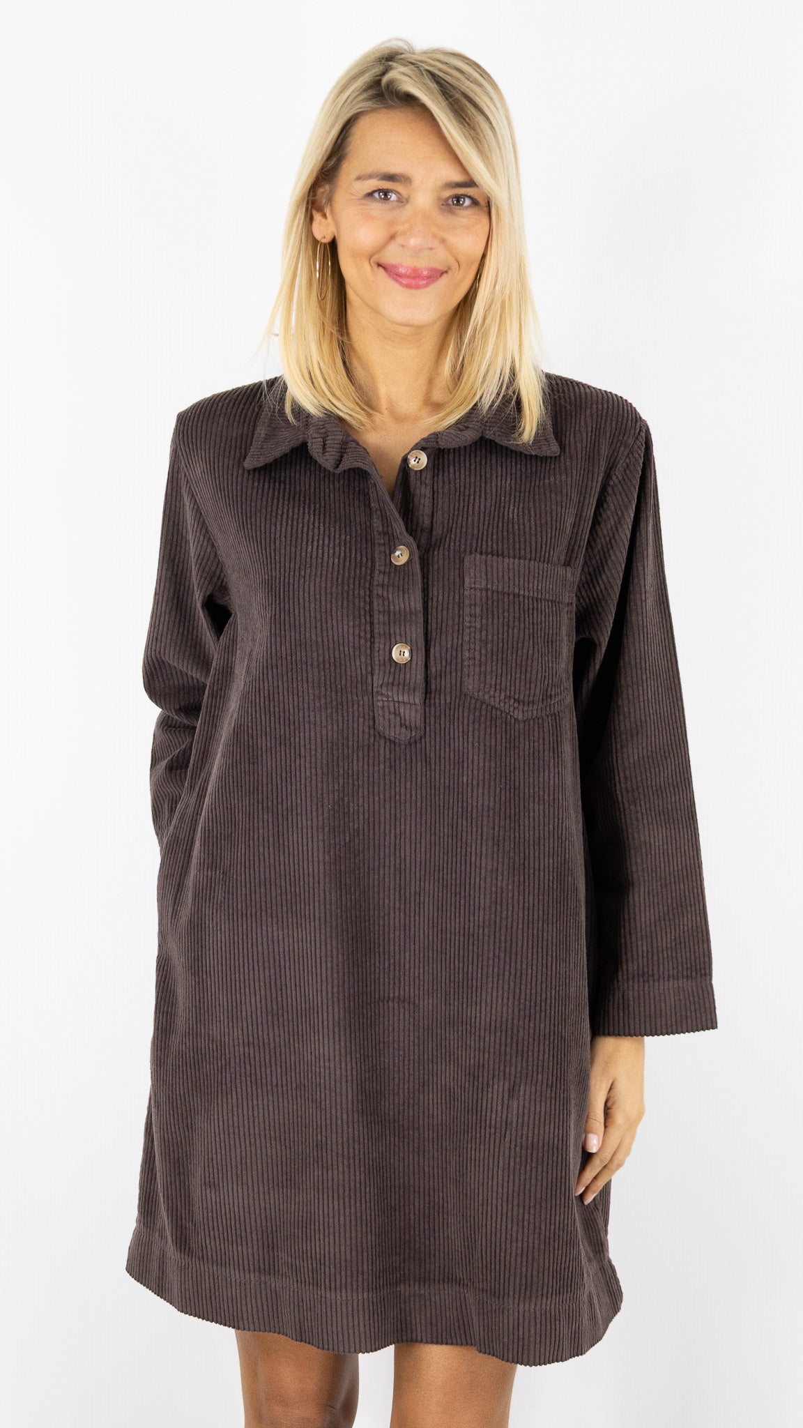 ROBE EN VELOURS FEMME 80692 LUKAP#color_CHOCO