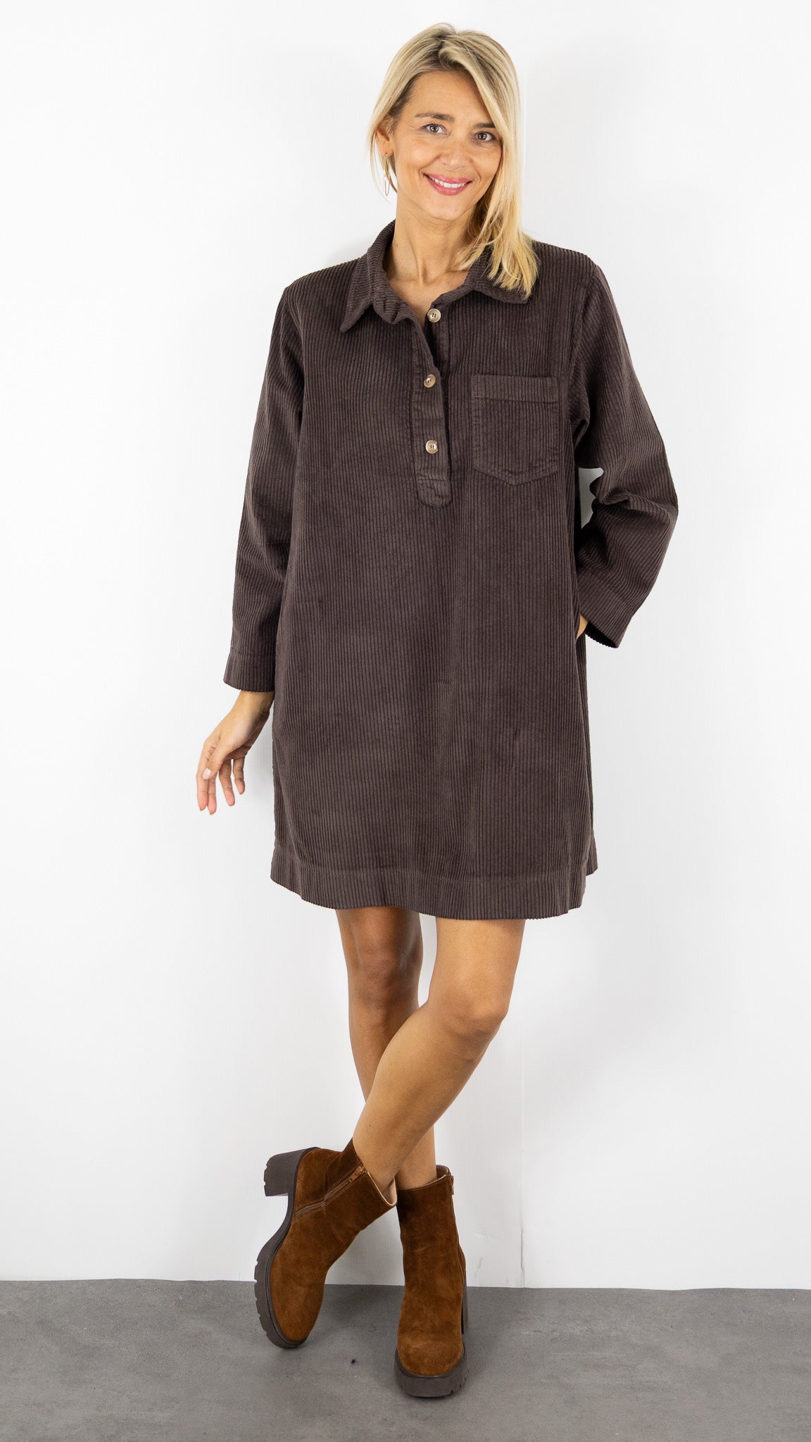 ROBE EN VELOURS FEMME 80692 LUKAP#color_CHOCO