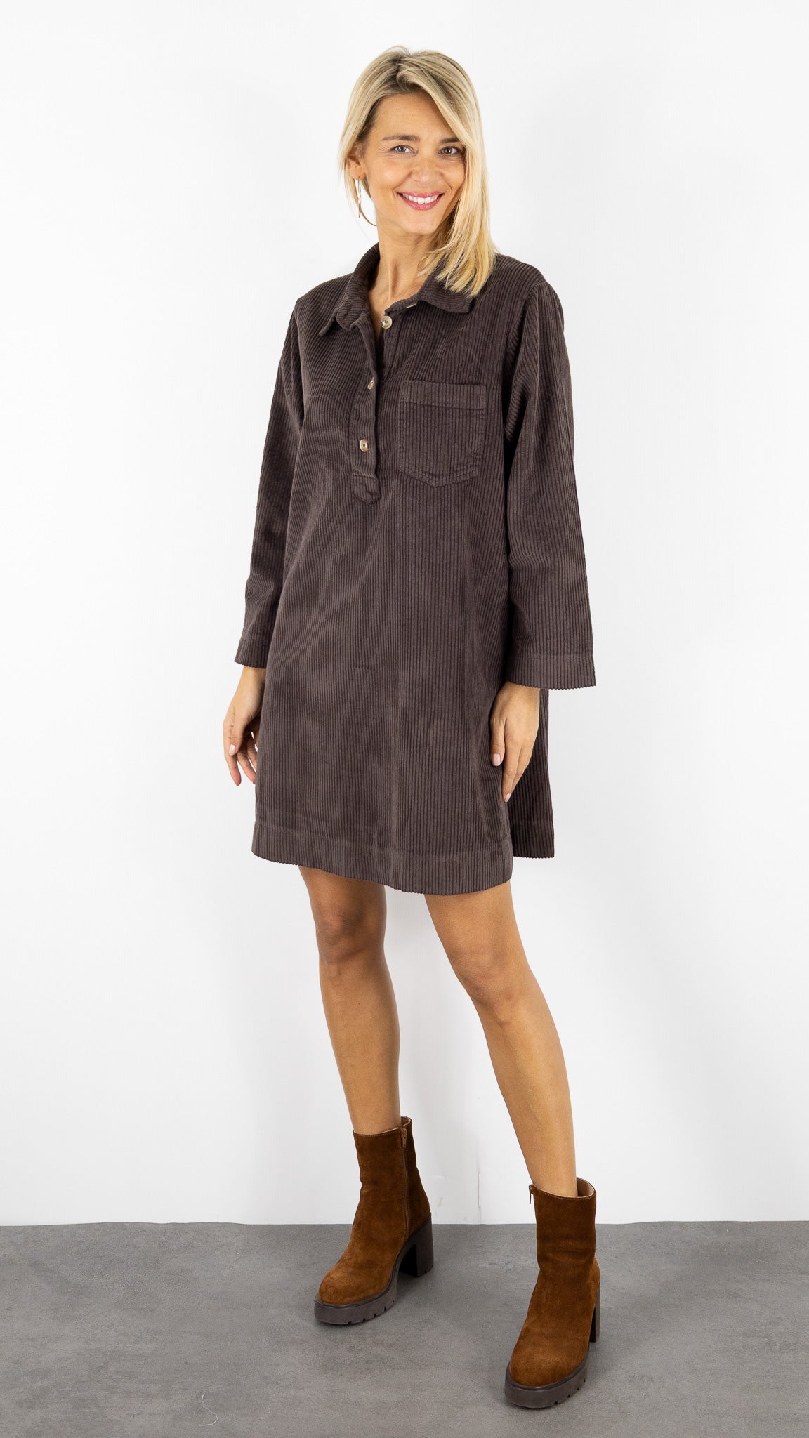 ROBE EN VELOURS FEMME 80692 LUKAP#color_CHOCO