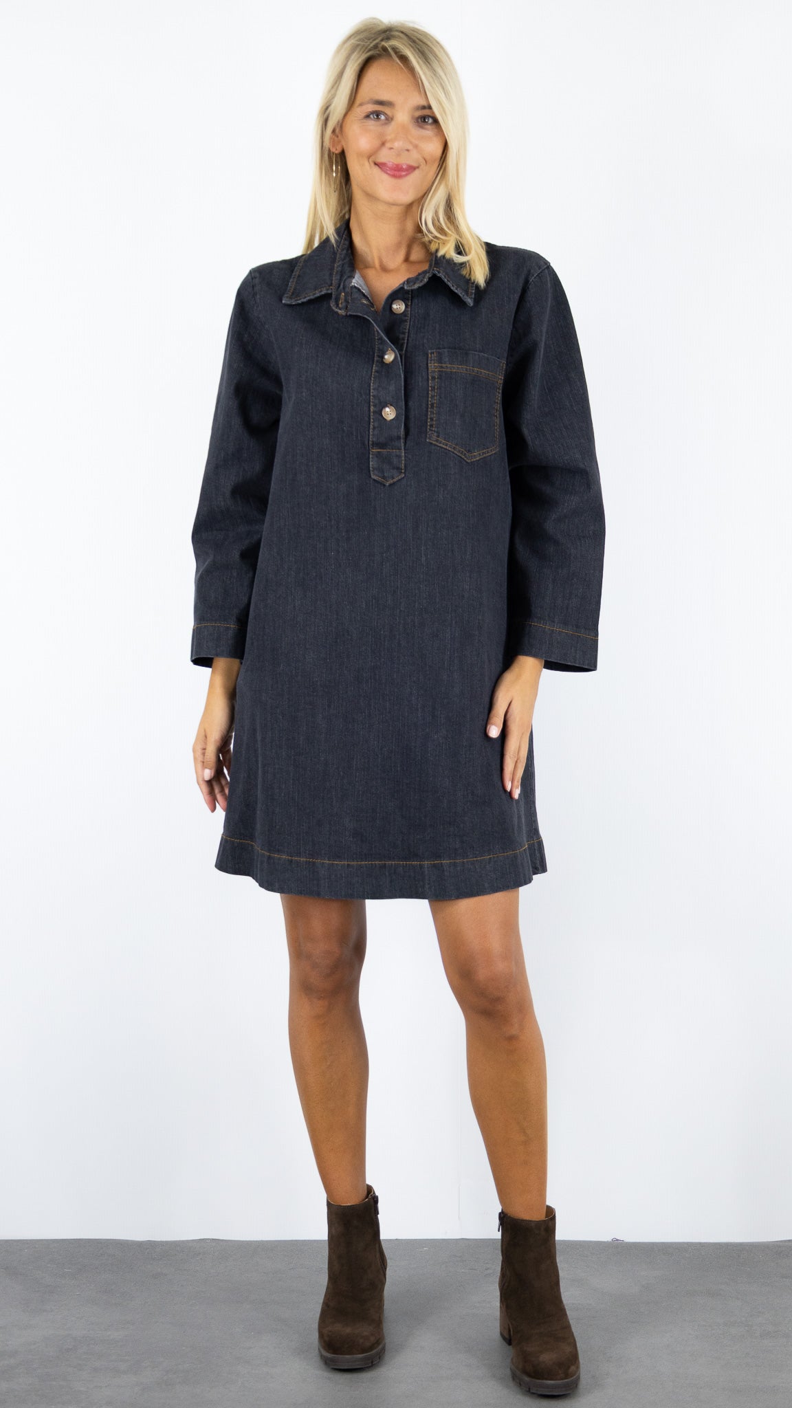 ROBE CHEMISE EN JEANS LUK AP 80692 