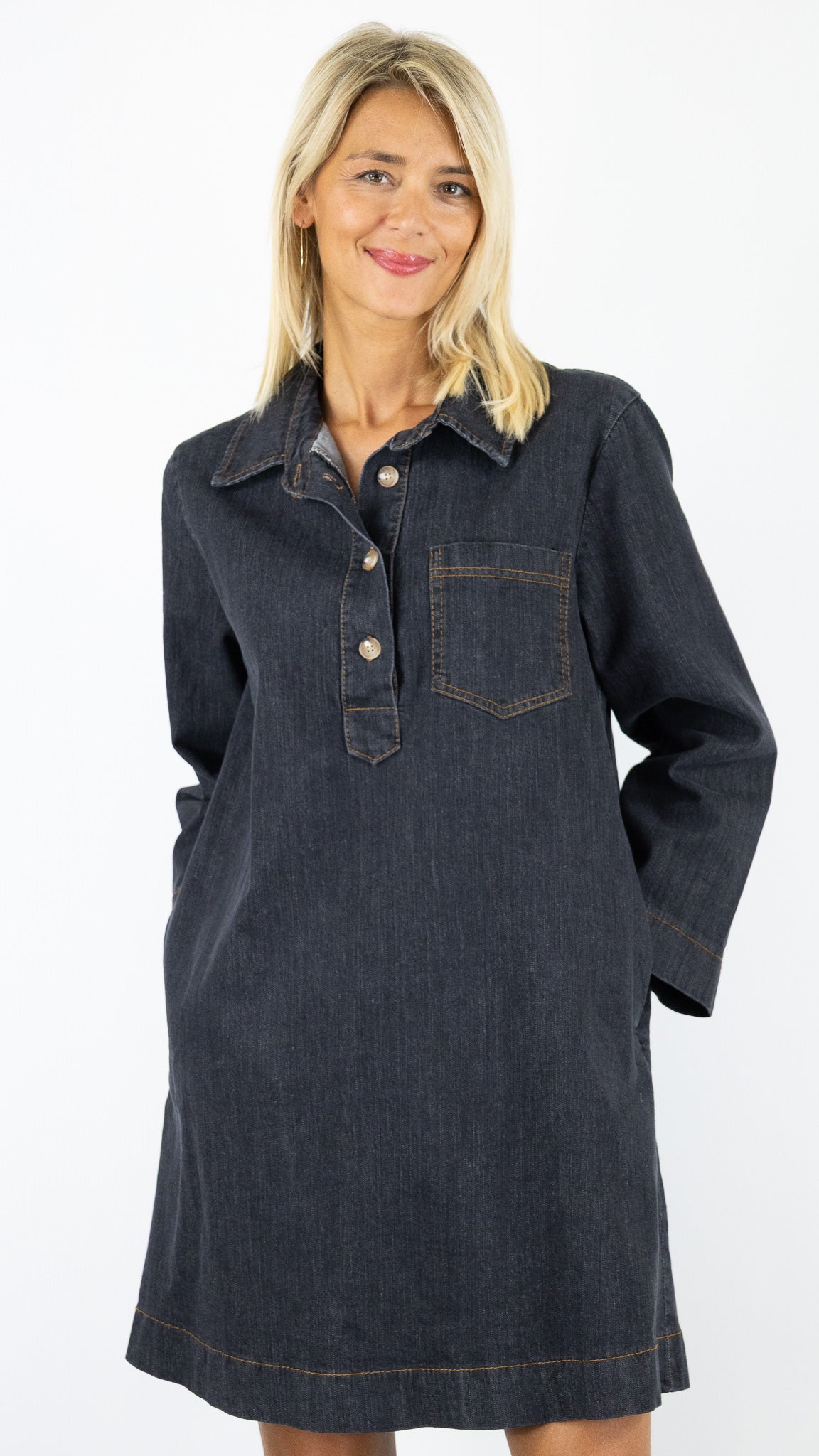 ROBE CHEMISE EN JEANS LUK AP 80692 
