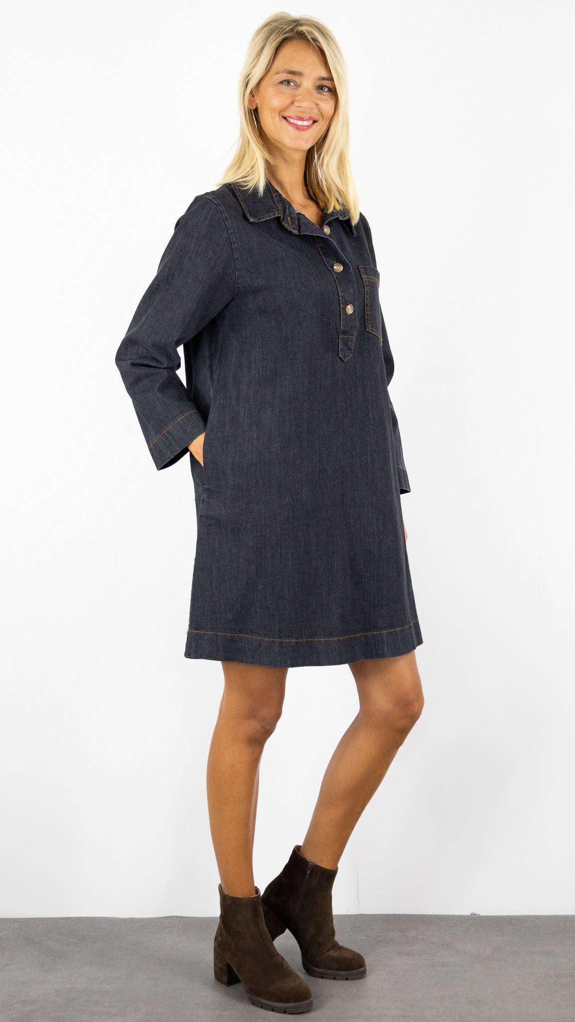ROBE CHEMISE EN JEANS LUK AP 80692 