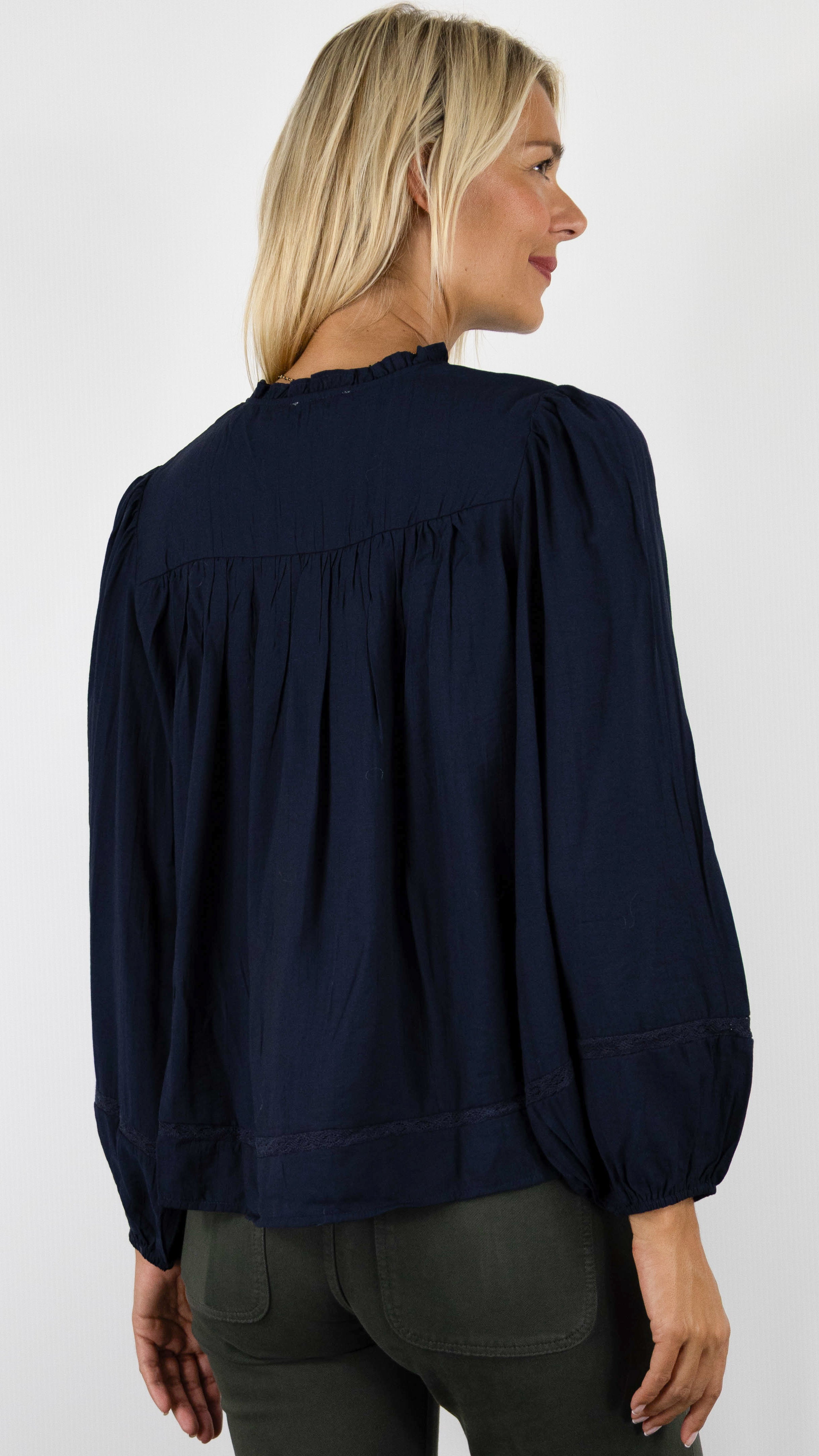 BLOUSE TUNISIENNE AMPLE POUR FEMME SWEEWE 81569#COLOR_NAVY