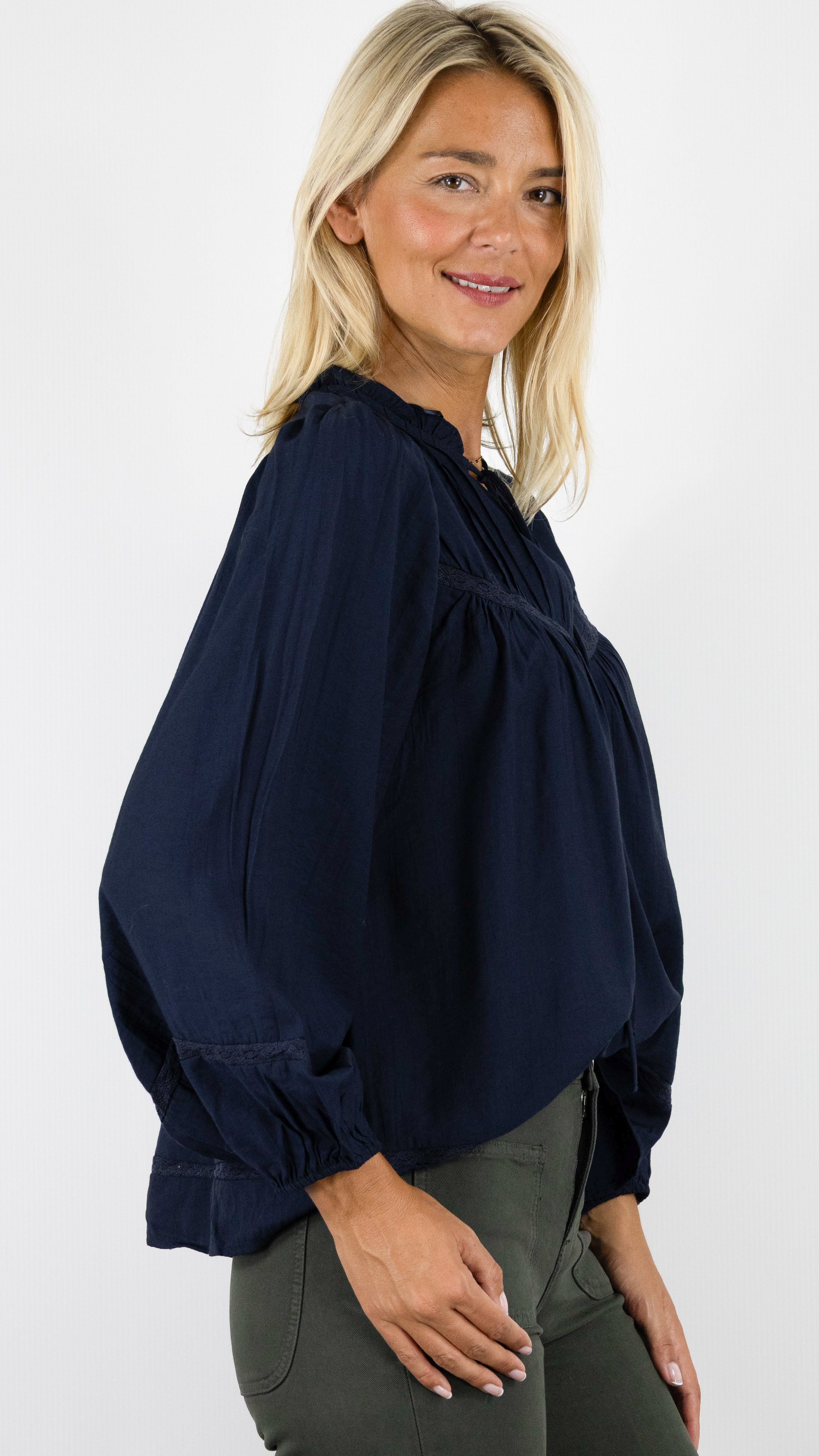 BLOUSE TUNISIENNE AMPLE POUR FEMME SWEEWE 81569#COLOR_NAVY