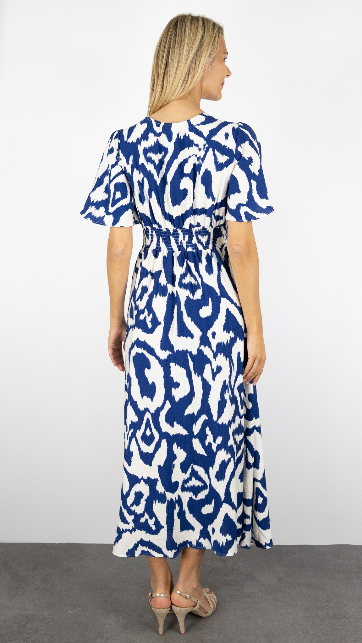 ROBE LONGUEU IMPRIME MANCHES PAPILLON ECRU INDIGO BY ONE 831