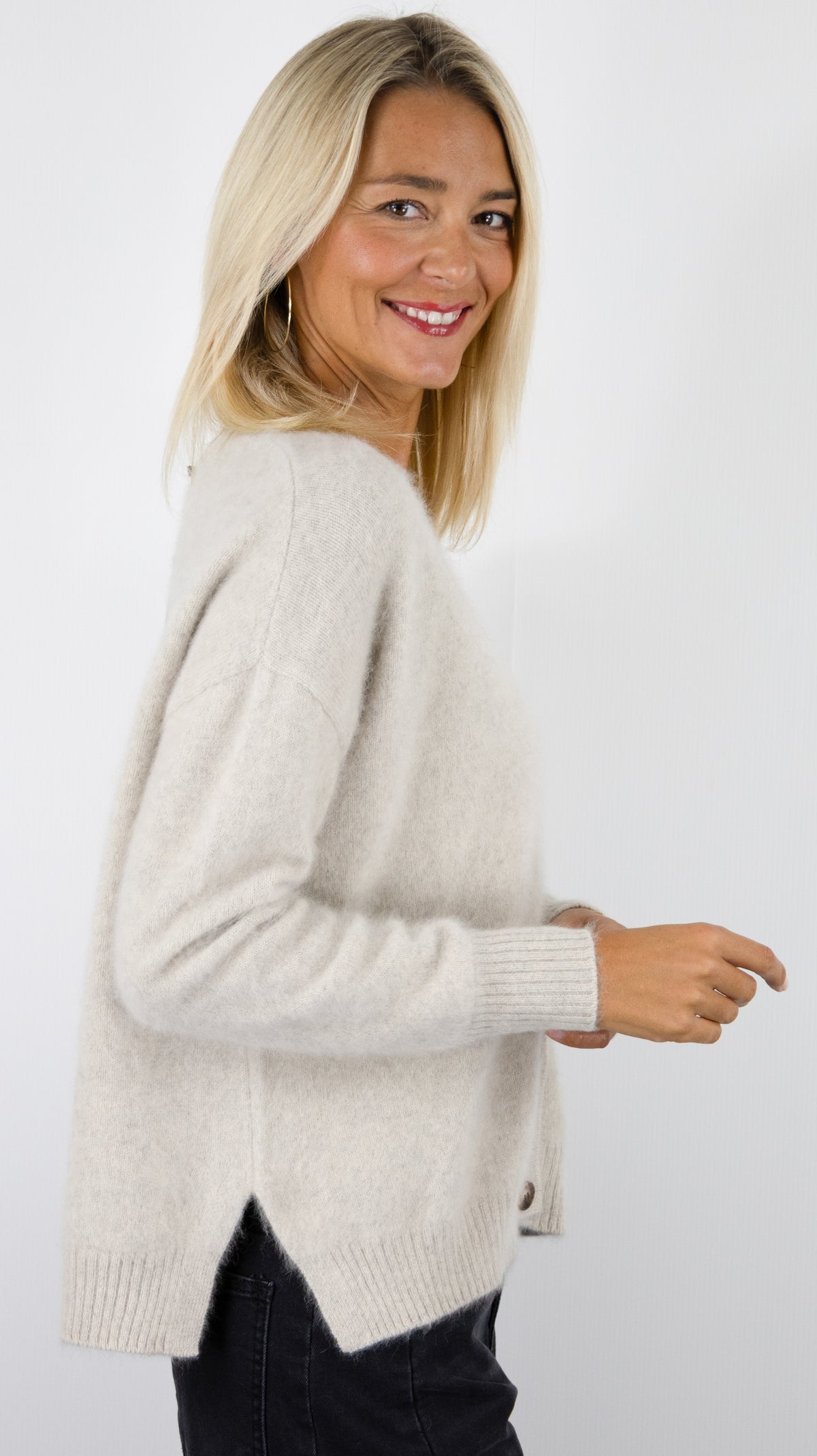 GILET V AMPLE EN RACOON POUR FEMME ESTHEME WES26A74R#COLOR_1196/CAILLOUX GREIGE