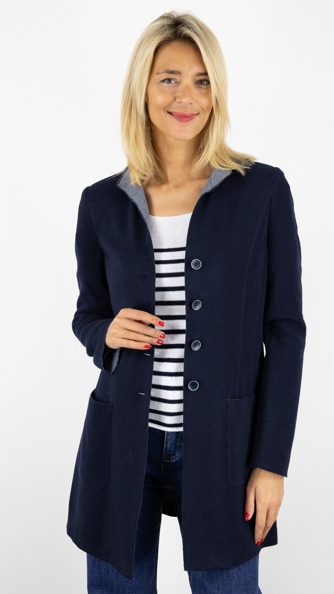 MANTEAU EN JERSEY MARINE ROFA 923356/9266