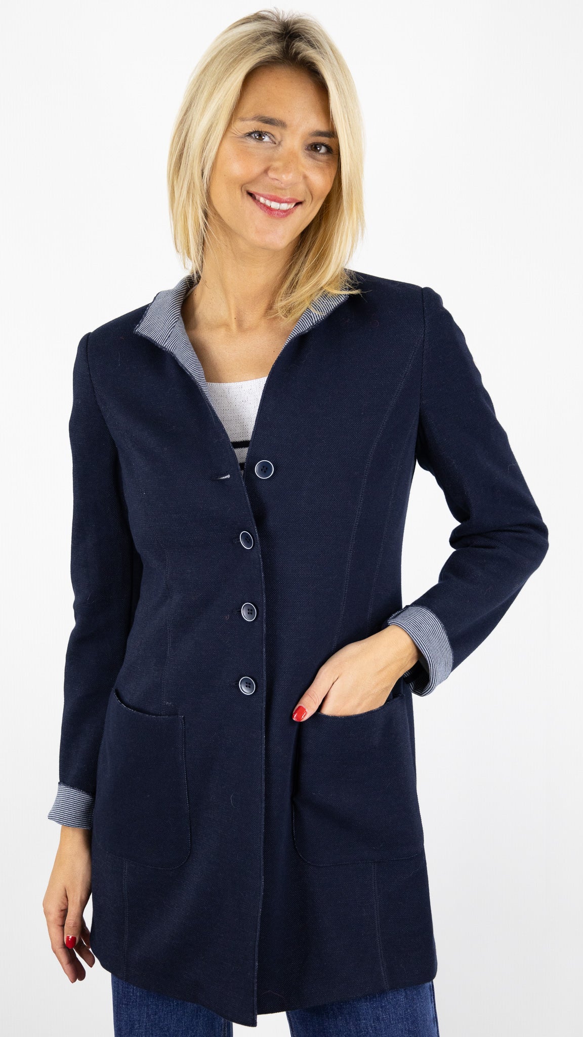 MANTEAU EN JERSEY MARINE ROFA 923356/9266