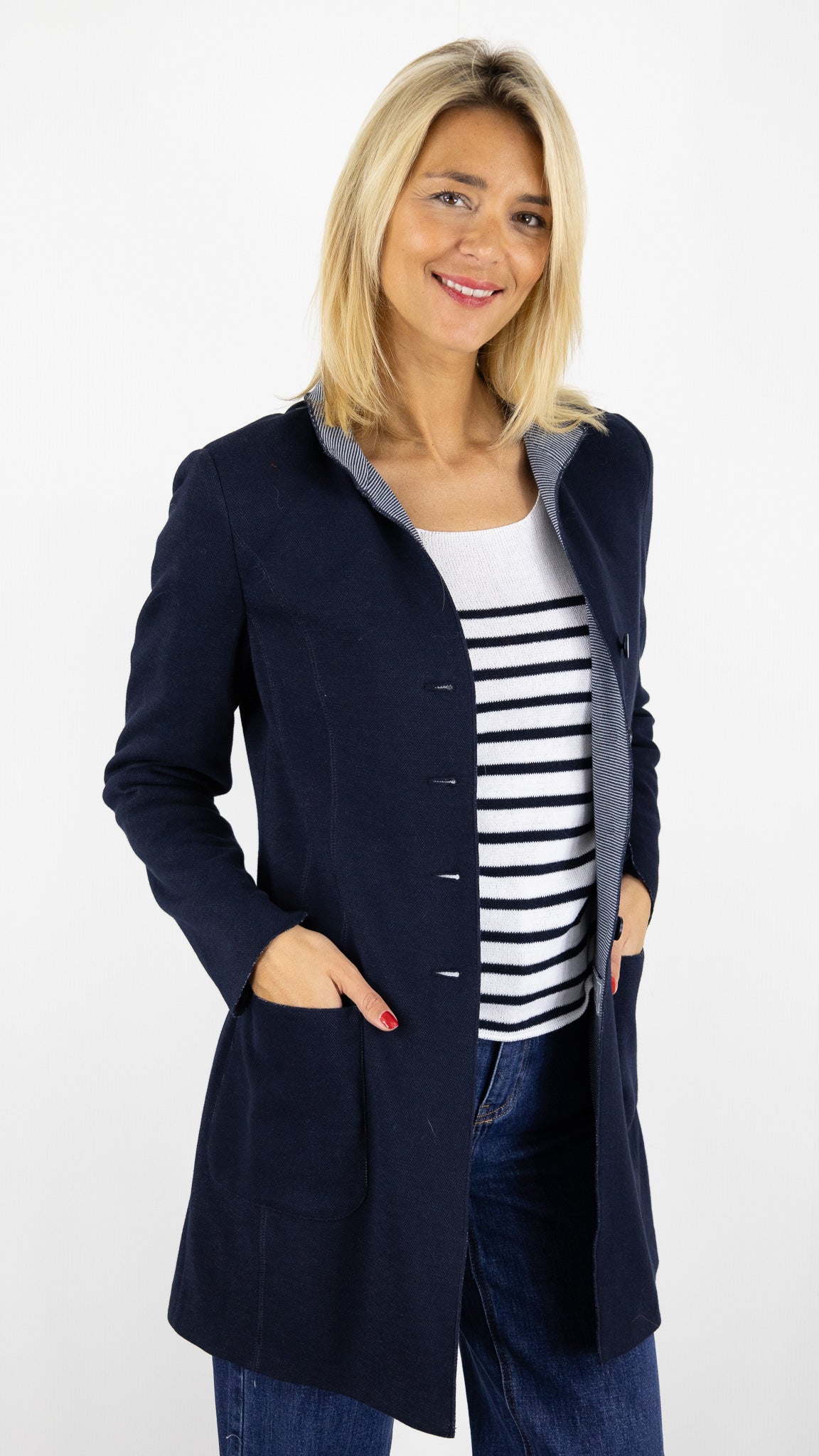 MANTEAU EN JERSEY MARINE ROFA 923356/9266