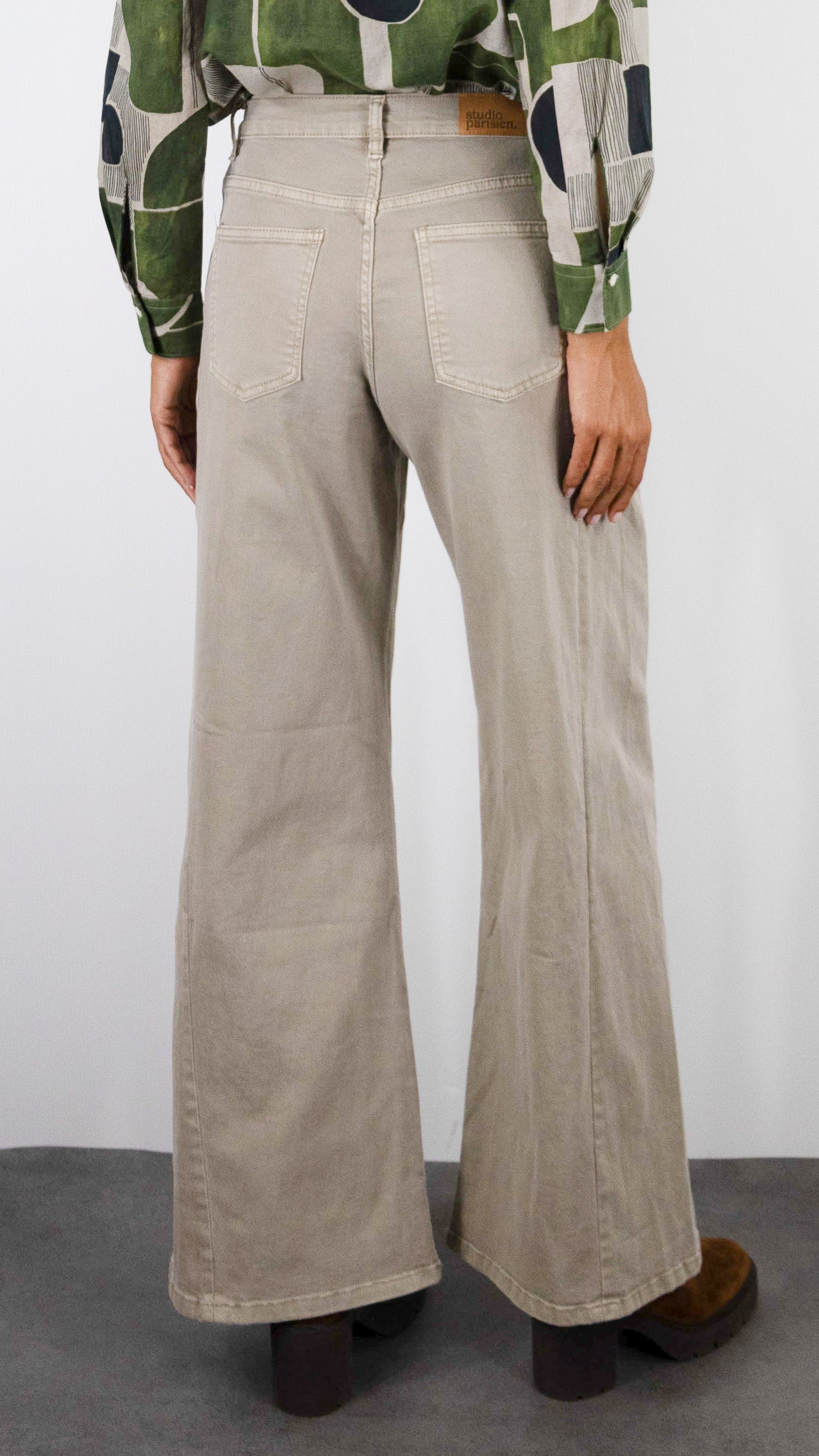 JEANS LARGE EN COTON DOUBLE COUTURES POUR FEMME STUDIO PARISIEN 9240#COLOR_25/BEIGE
