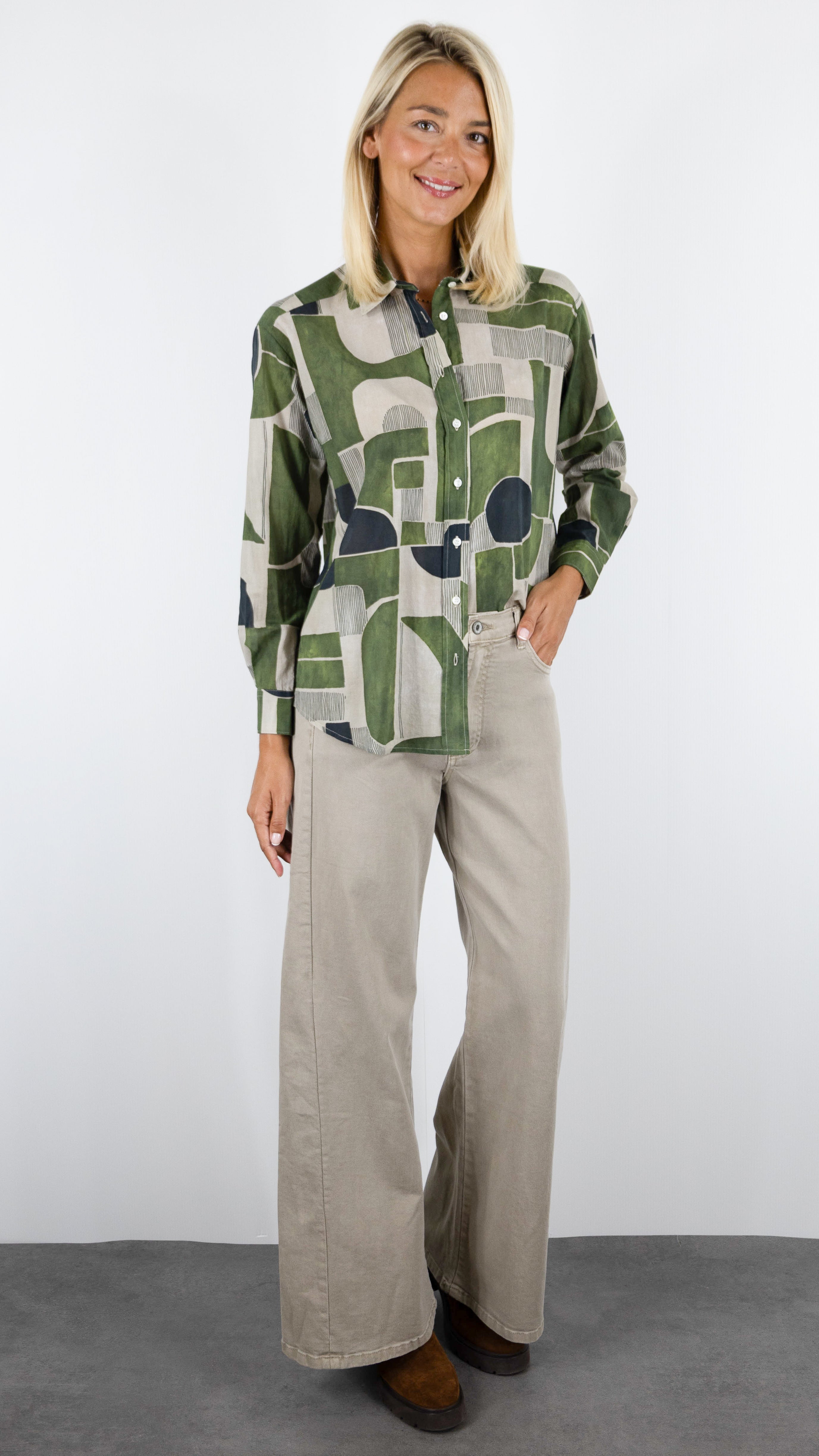 CHEMISE IMPRIMEE EN VOILE DE COTON POUR FEMME HARTFORD BGCH625 CINEMA#COLOR_03/DARK KAKI