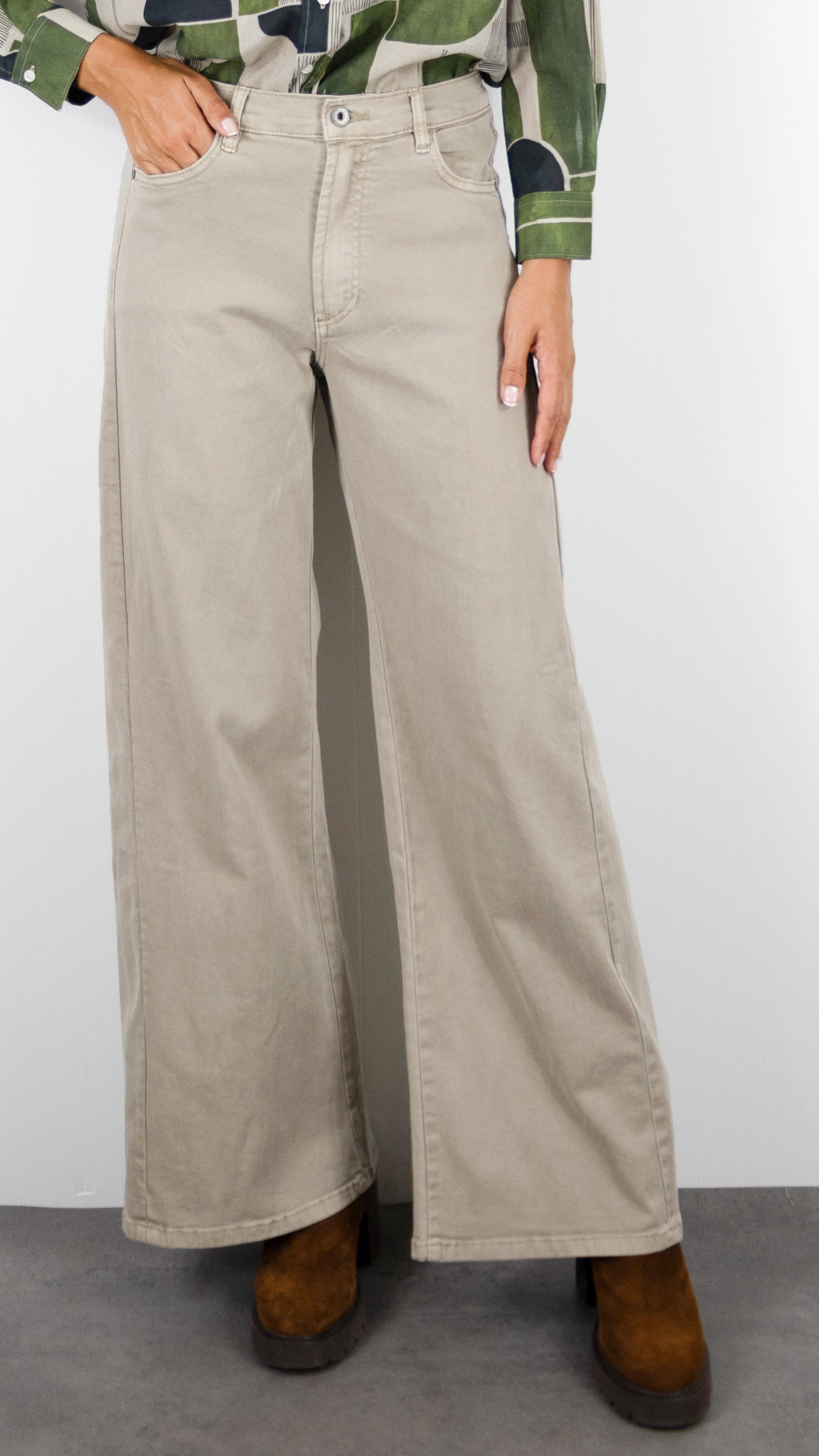 JEANS LARGE EN COTON DOUBLE COUTURES POUR FEMME STUDIO PARISIEN 9240#COLOR_25/BEIGE