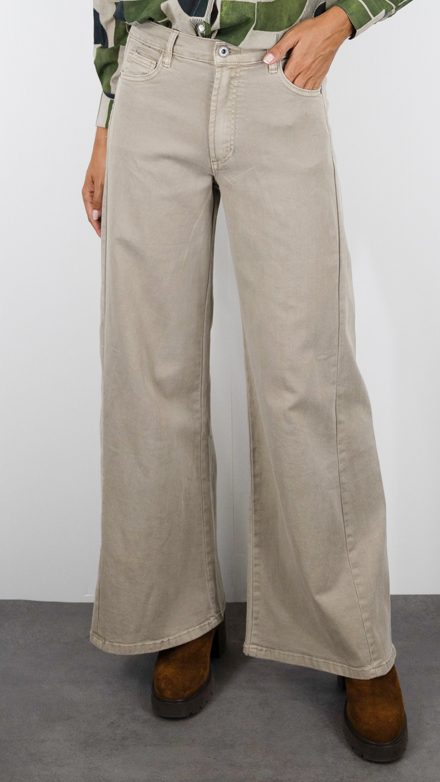 JEANS LARGE EN COTON DOUBLE COUTURES POUR FEMME STUDIO PARISIEN 9240#COLOR_25/BEIGE