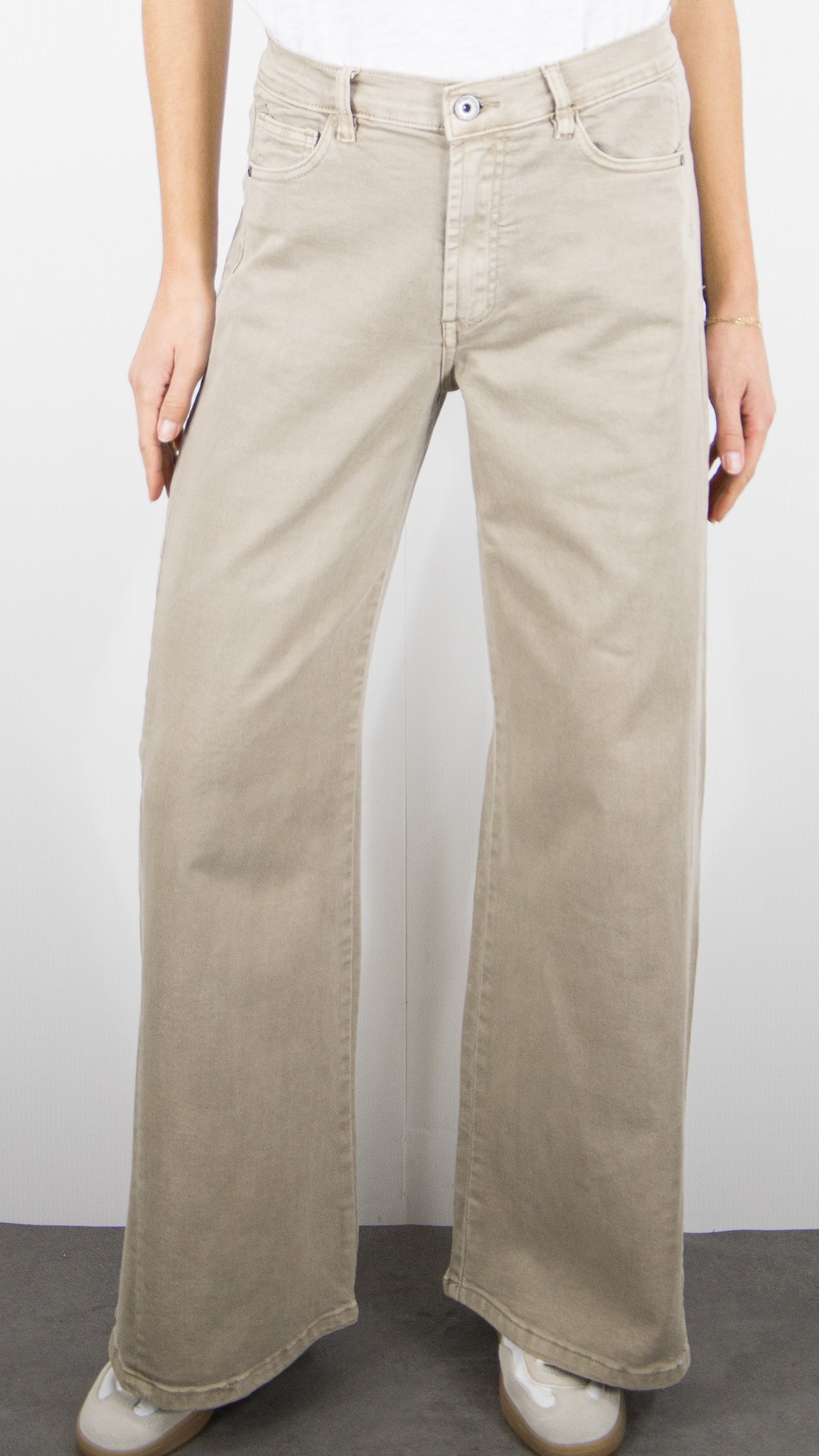 PANTALON GABARDINE LARGE BEIGE POUR FEMME STUDIO PARISIEN 9240