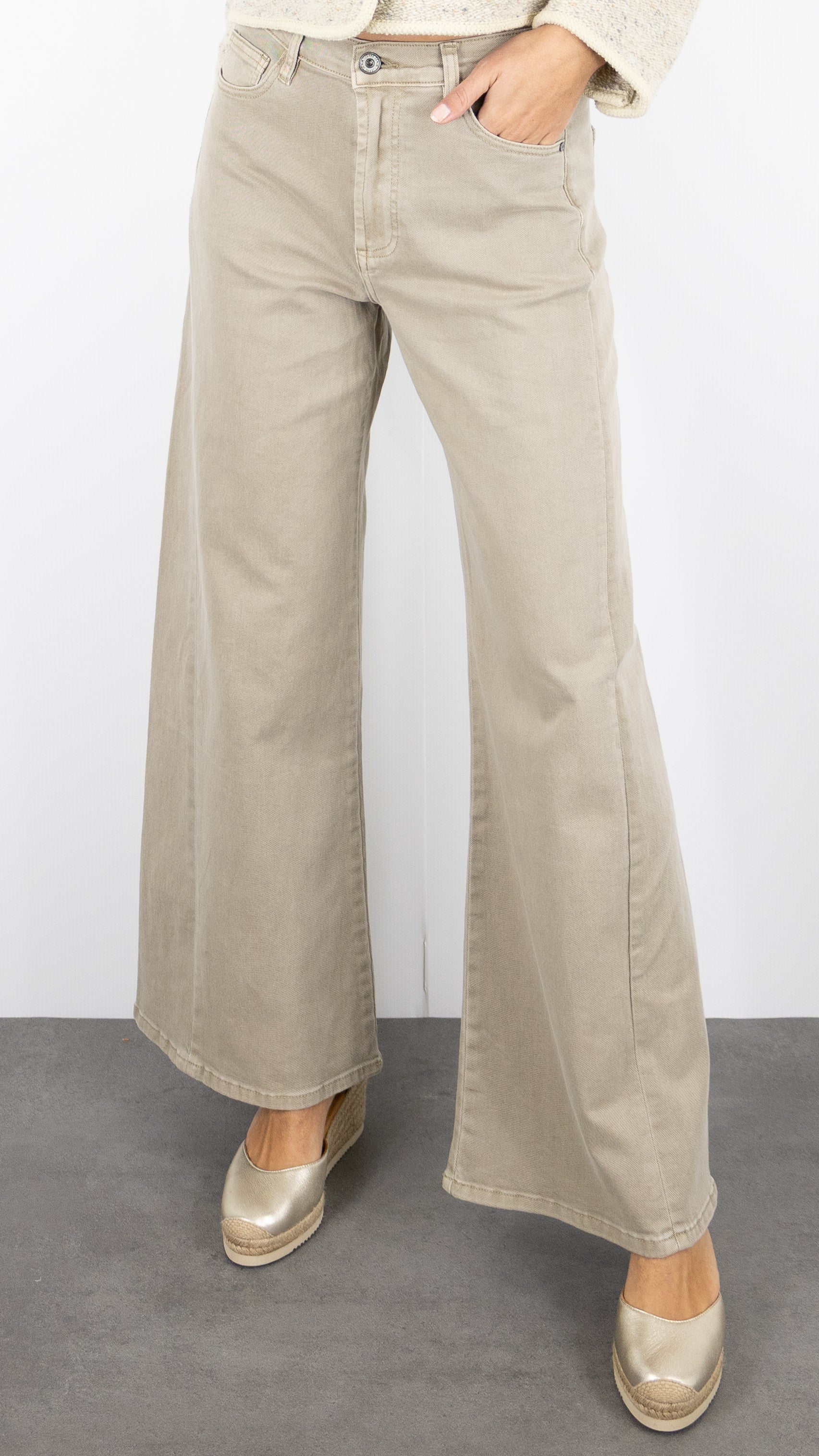 JEANS GABARDINE LARGE BEIGE STUDIO PARISIEN 9240#color_beige