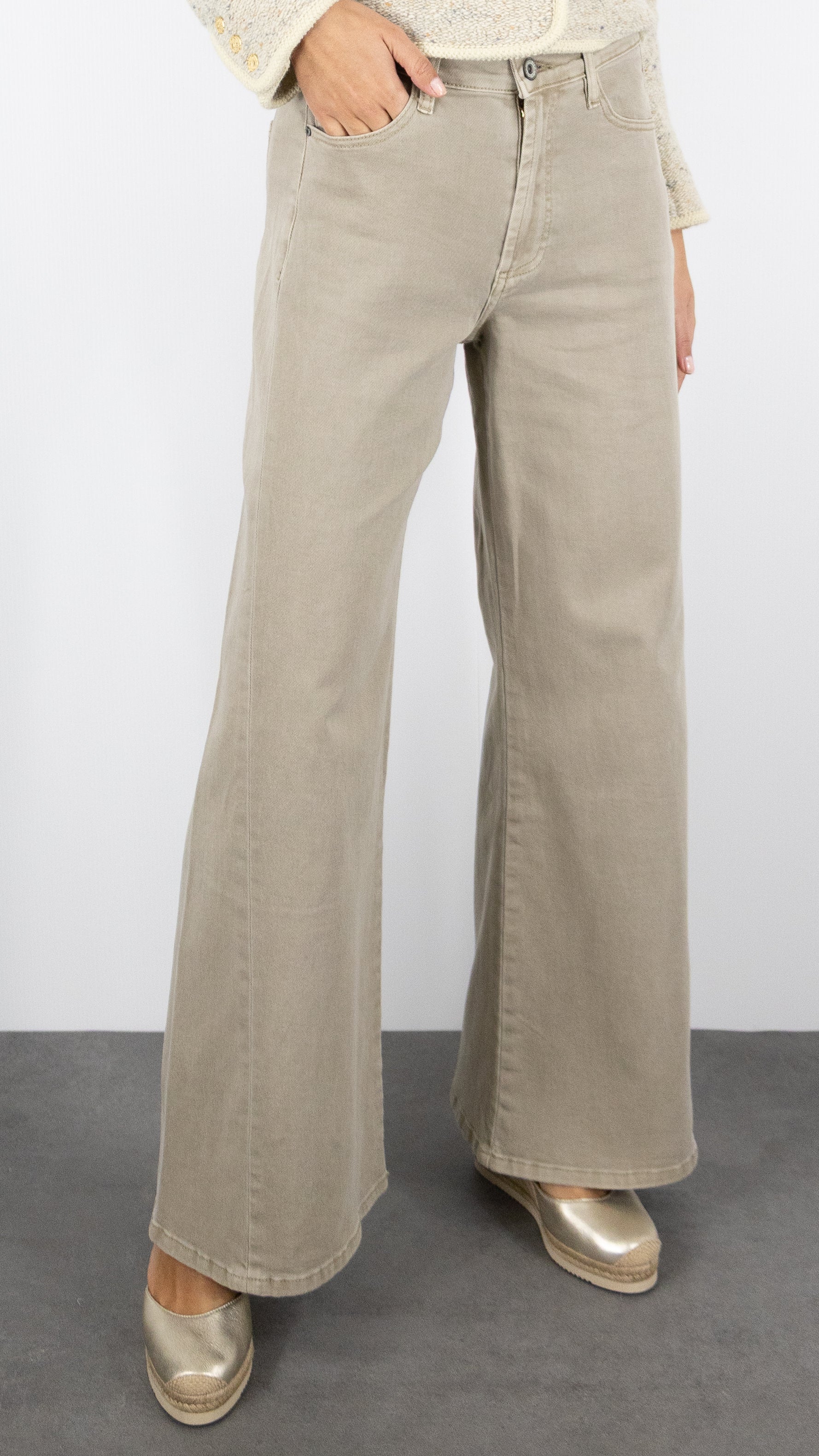 JEANS GABARDINE LARGE BEIGE STUDIO PARISIEN 9240#color_beige