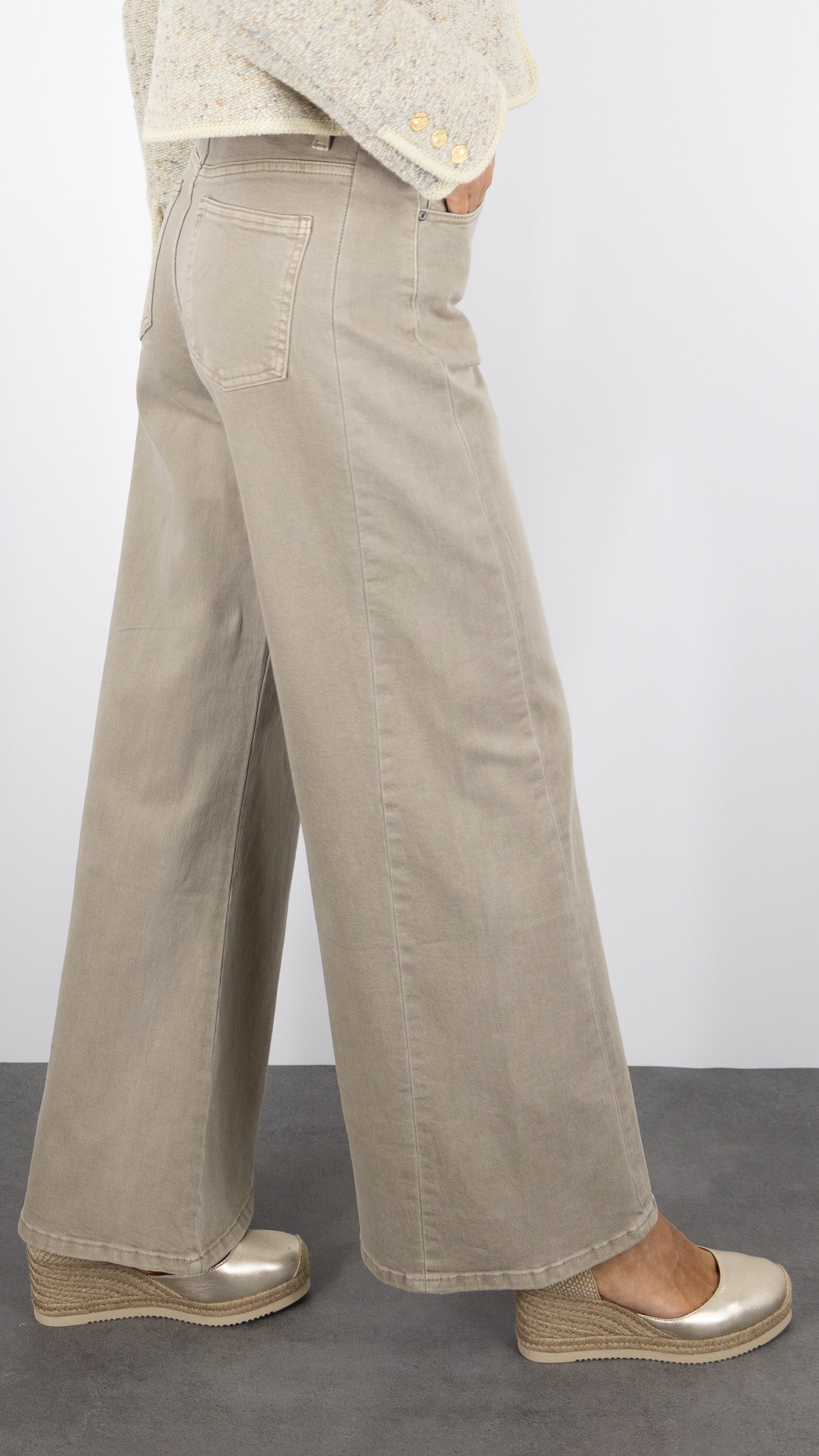 JEANS GABARDINE LARGE BEIGE STUDIO PARISIEN 9240#color_beige