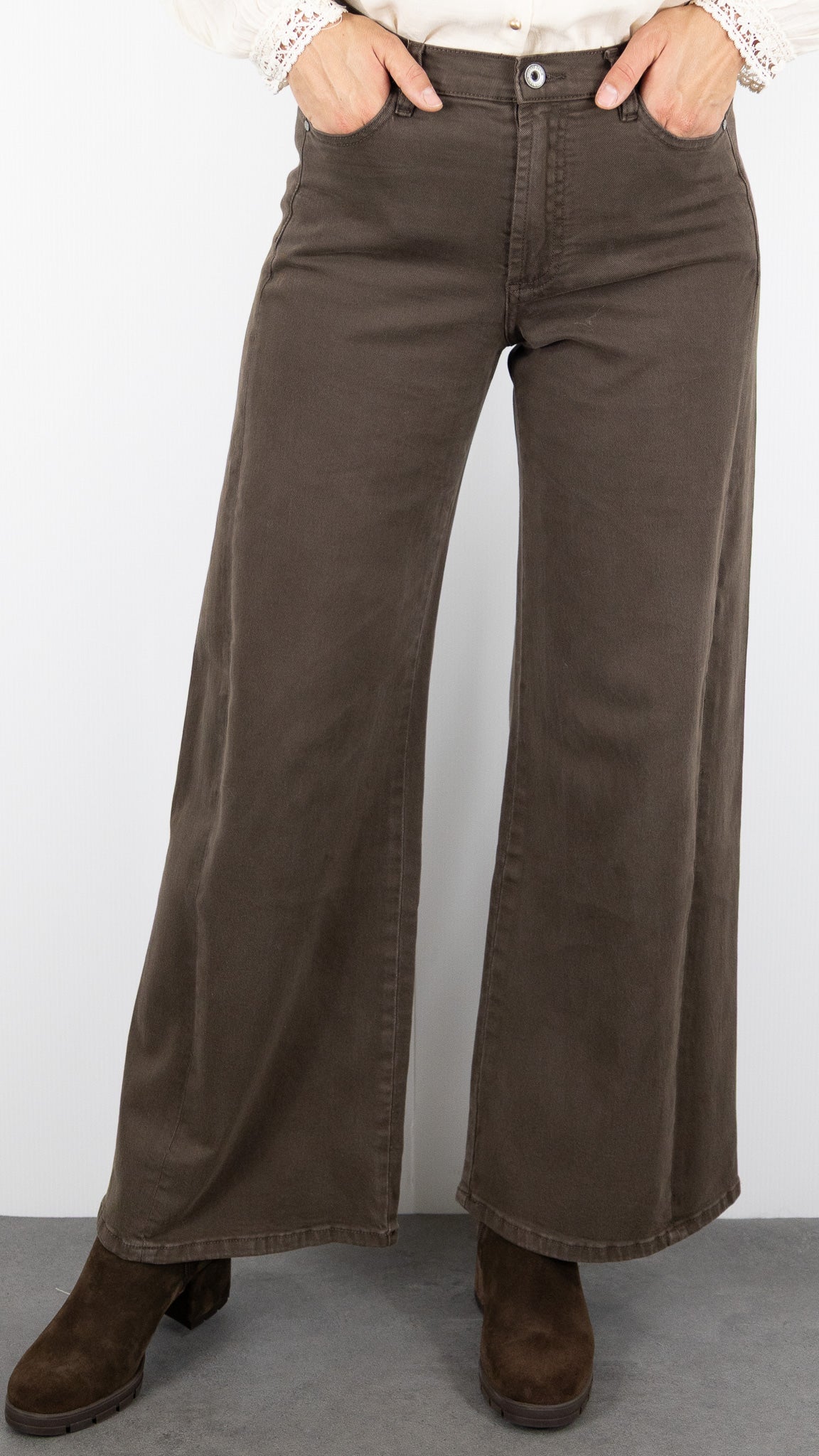 JEANS GABARDINE POUR FEMME STUDIO PARISIEN 9240#COLOR_CHOCO