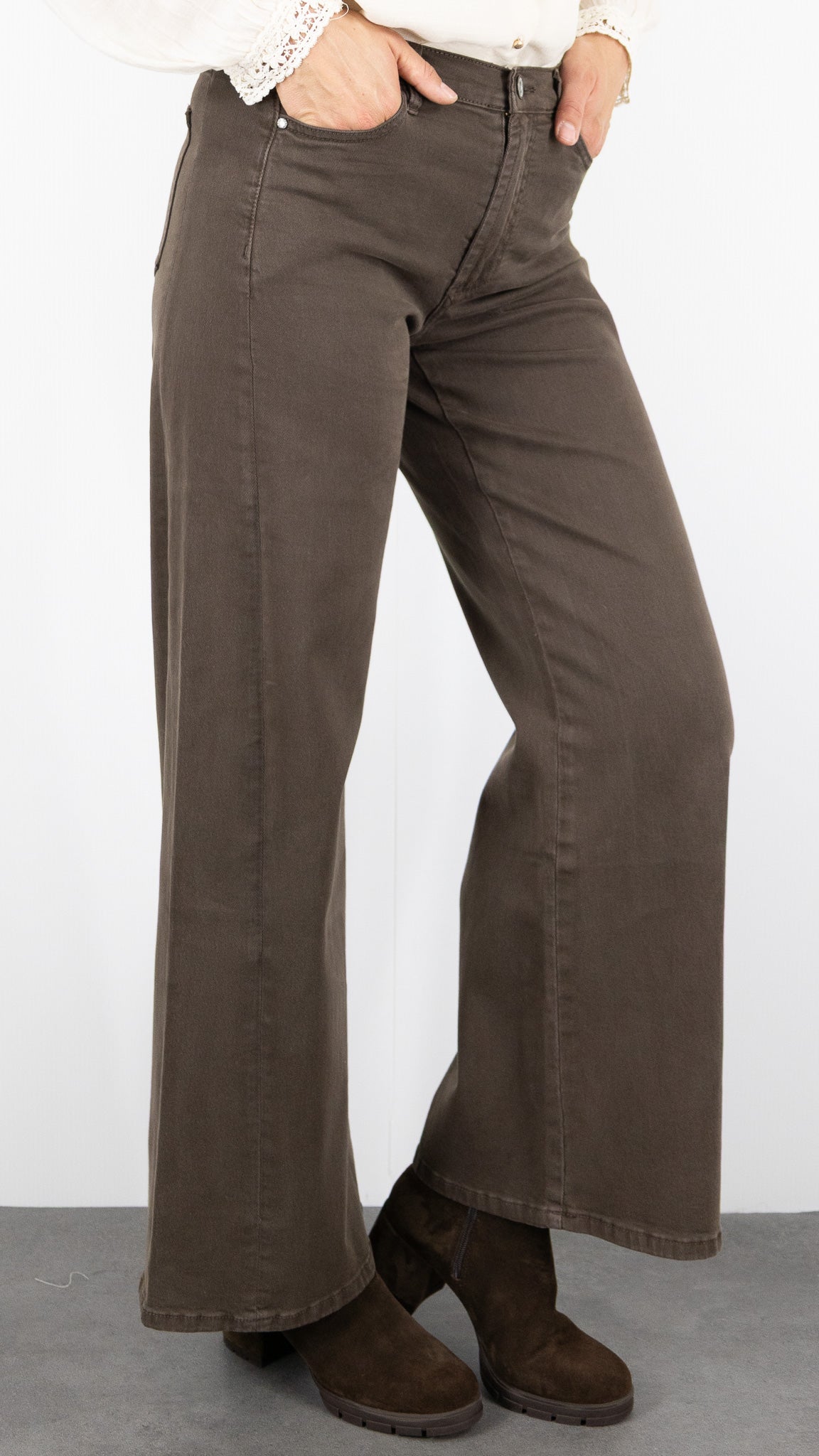 JEANS GABARDINE POUR FEMME STUDIO PARISIEN 9240#COLOR_CHOCO