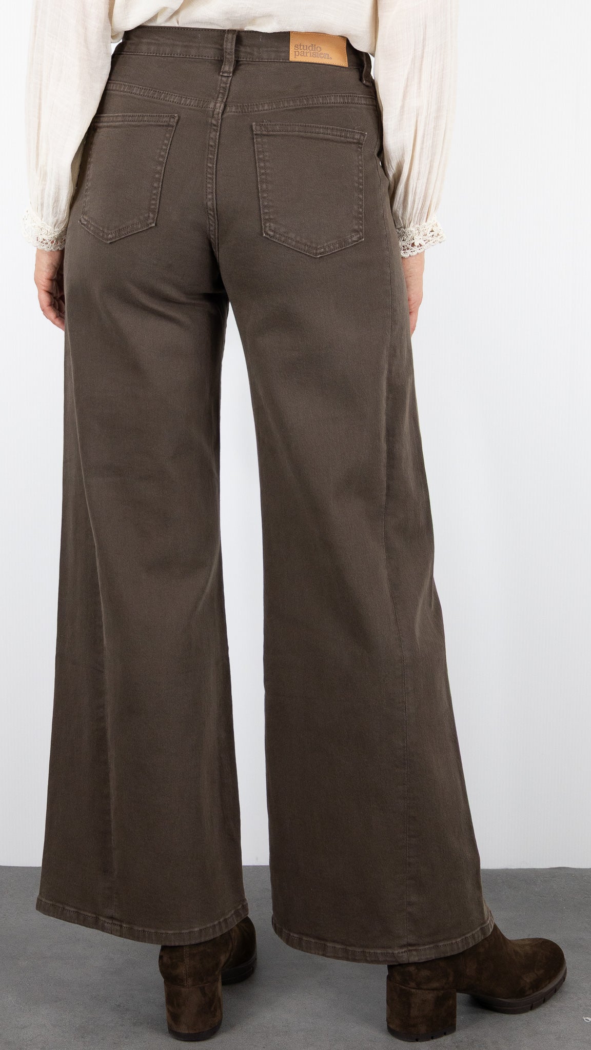 JEANS GABARDINE POUR FEMME STUDIO PARISIEN 9240#COLOR_CHOCO