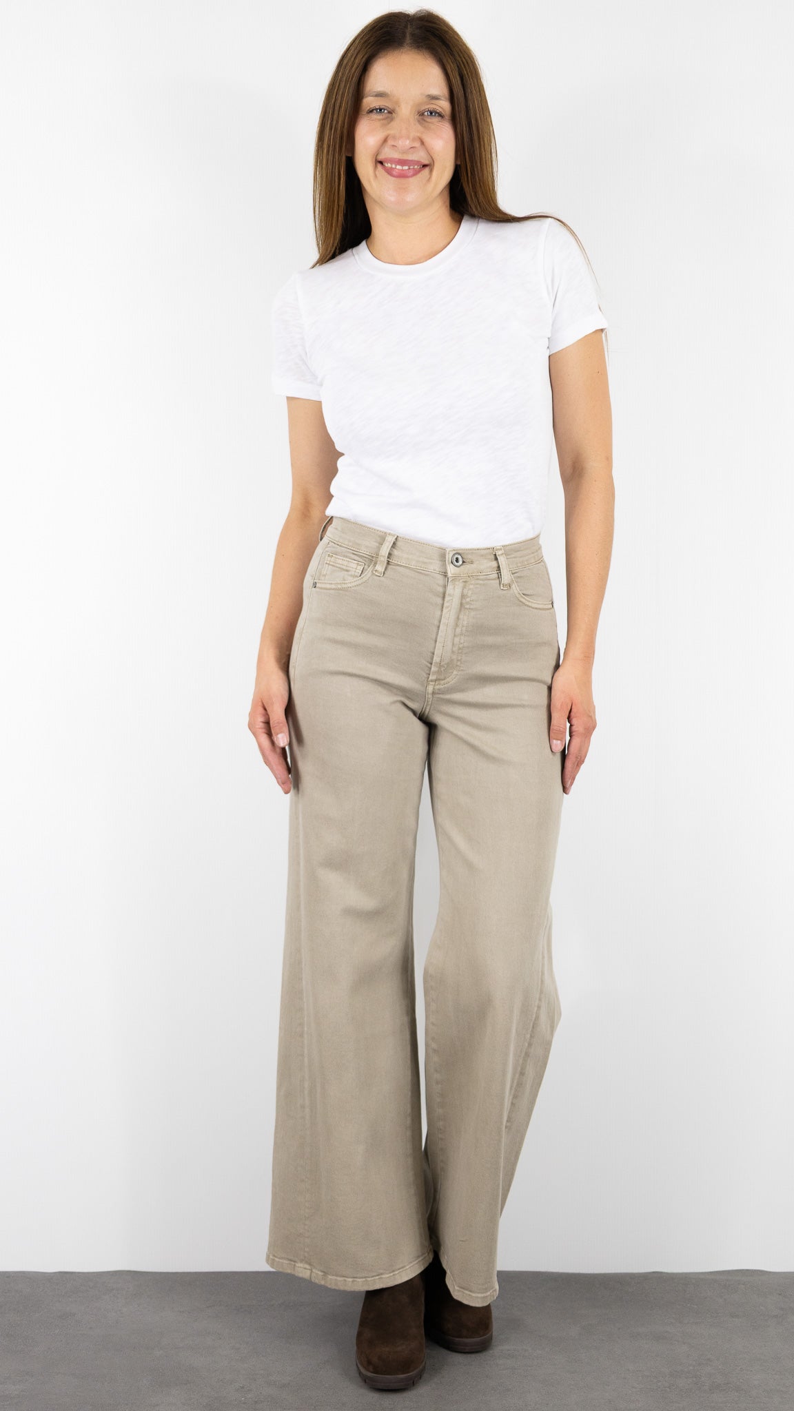 JEANS GABARDINE POUR FEMME STUDIO PARISIEN 9240#COLOR_FANGO
