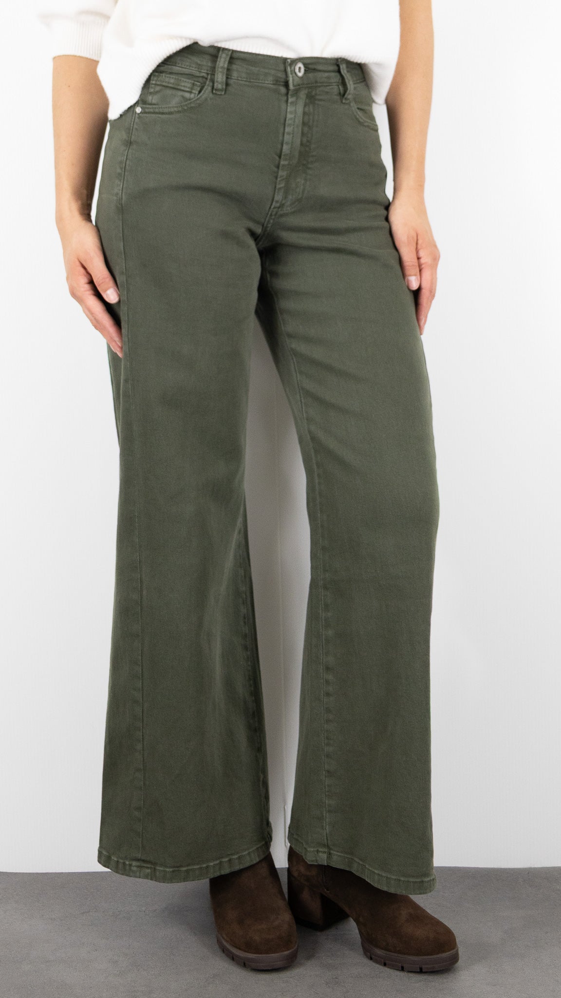 JEANS GABARDINE POUR FEMME STUDIO PARISIEN 9240#COLOR_KAKI