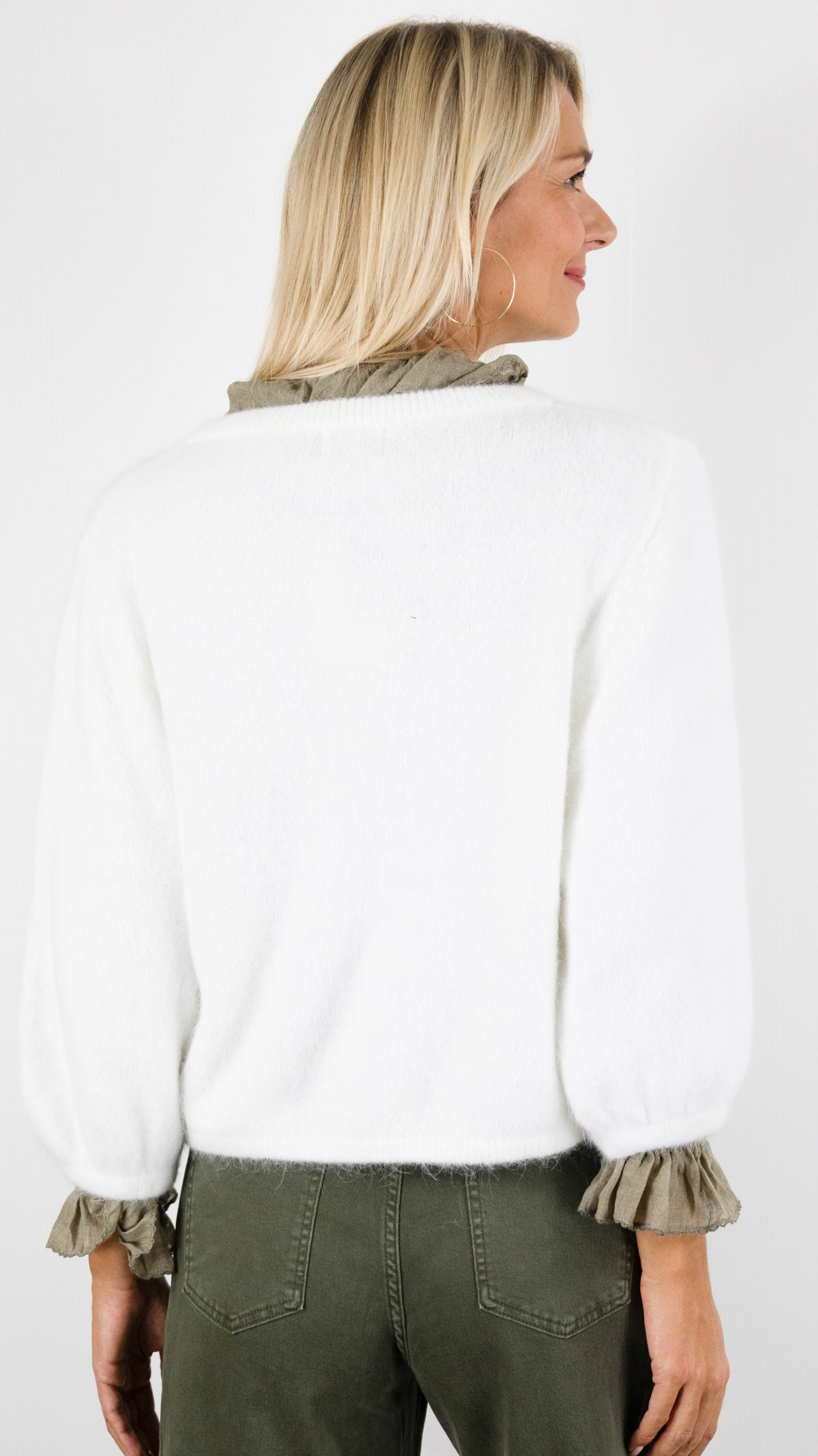 CARDIGAN COURT POUR FEMME NAIS AN25660-1#COLOR_ECRU