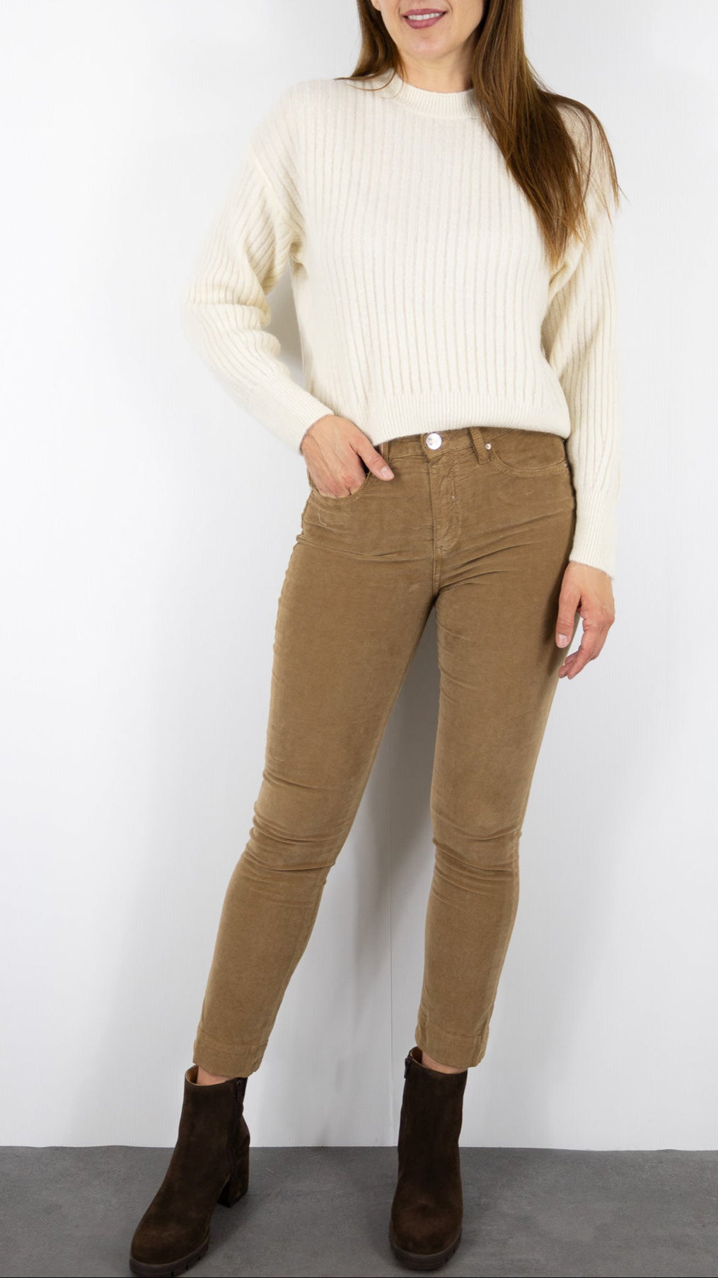 PULL COTELE COL ROND STUDIO PARISIEN 9407#COLOR_ECRU