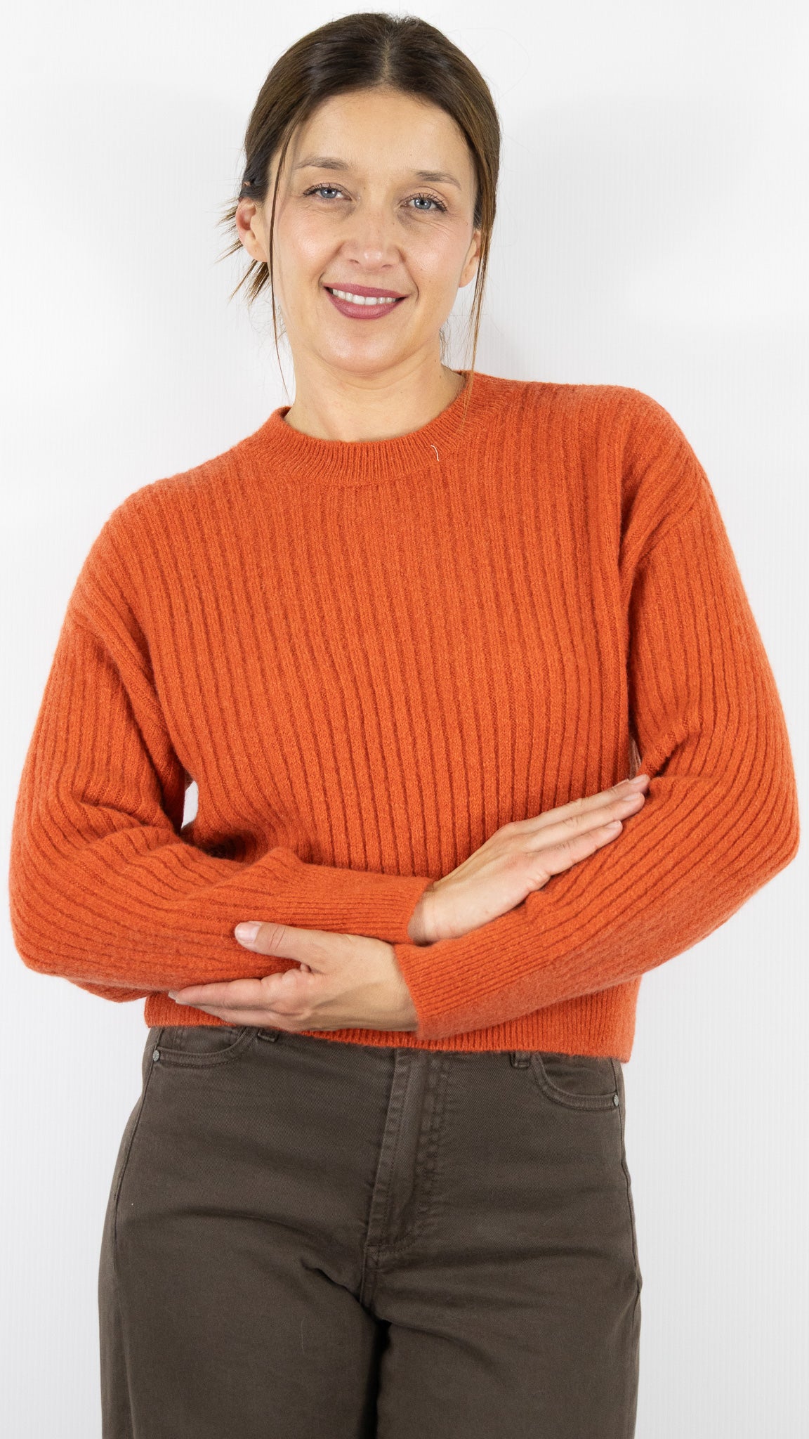 PULL COTELE COL ROND STUDIO PARISIEN 9407#COLOR_ROUILLE